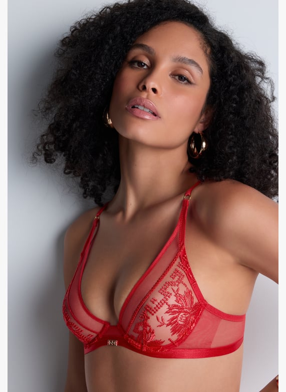 A la Folie kohl black underwired triangle bra | Red by AUBADE A la Folie kohl black underwired triangle bra Red