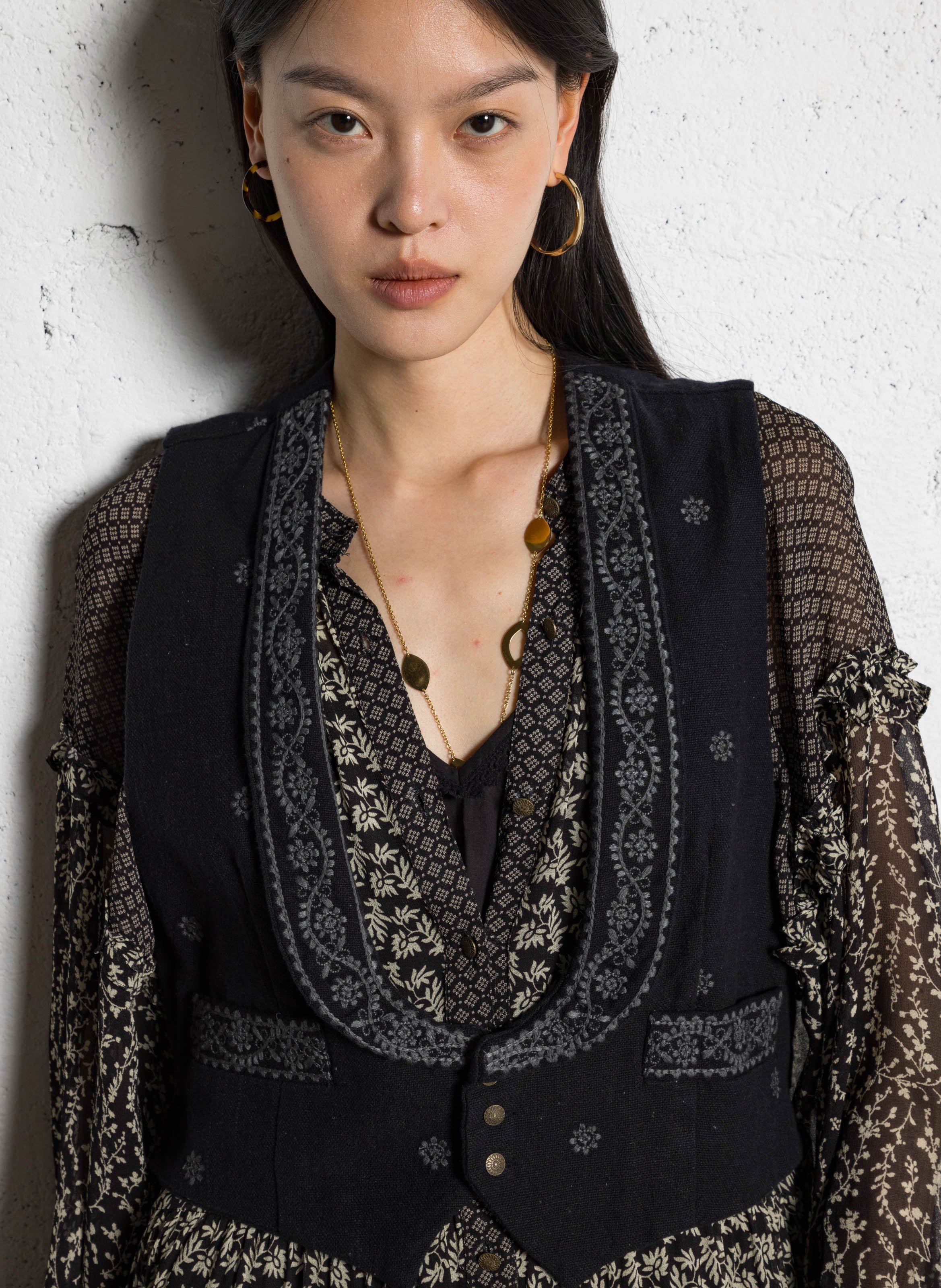 Veste décolleté plongeant en coton Noir