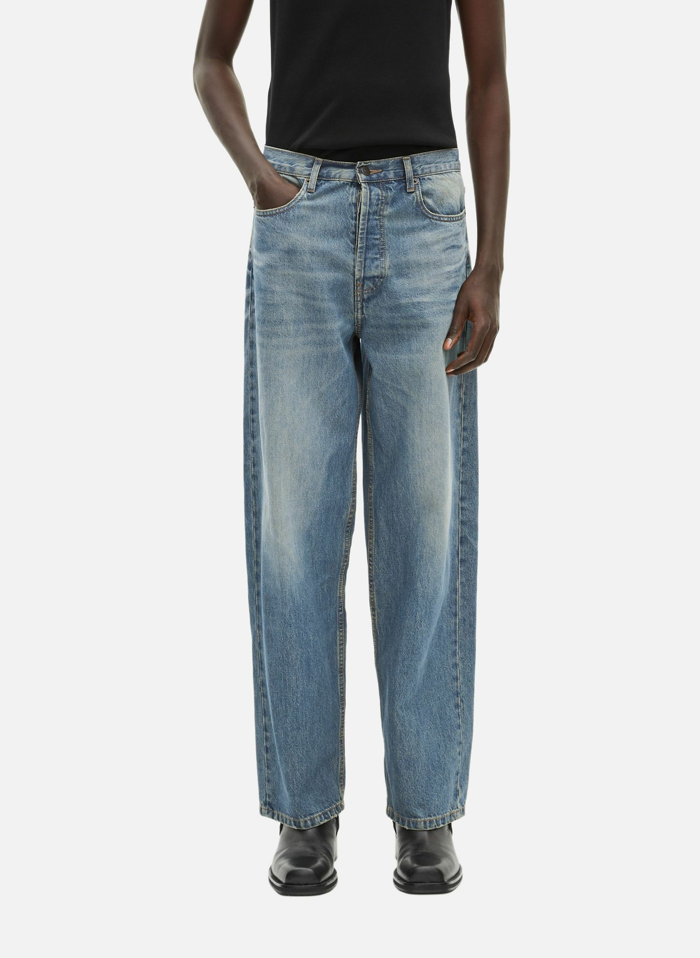 Straight faded cotton jeans THE KOOPLES Blue