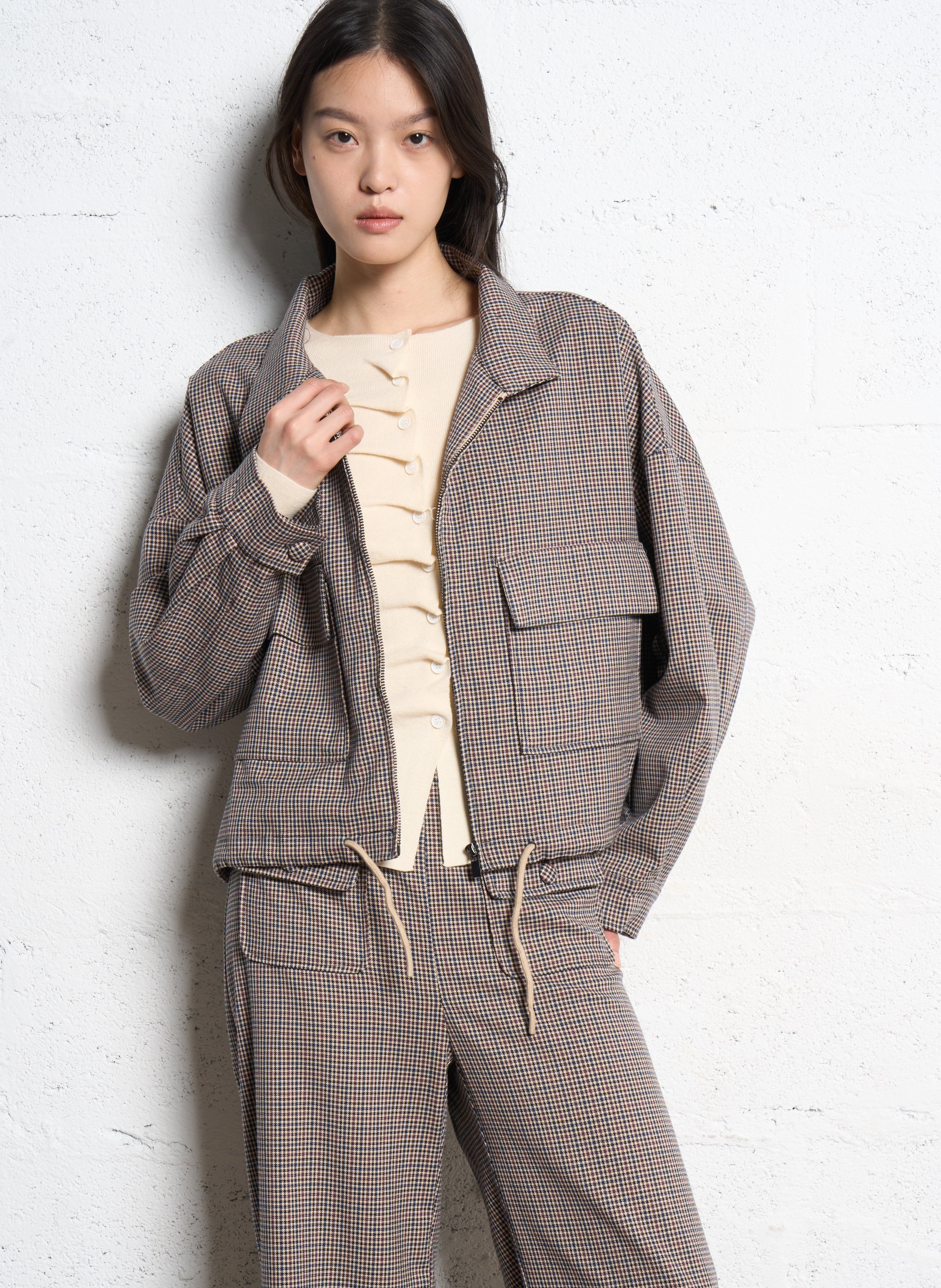 Short printed jacket SUNCOO Beige