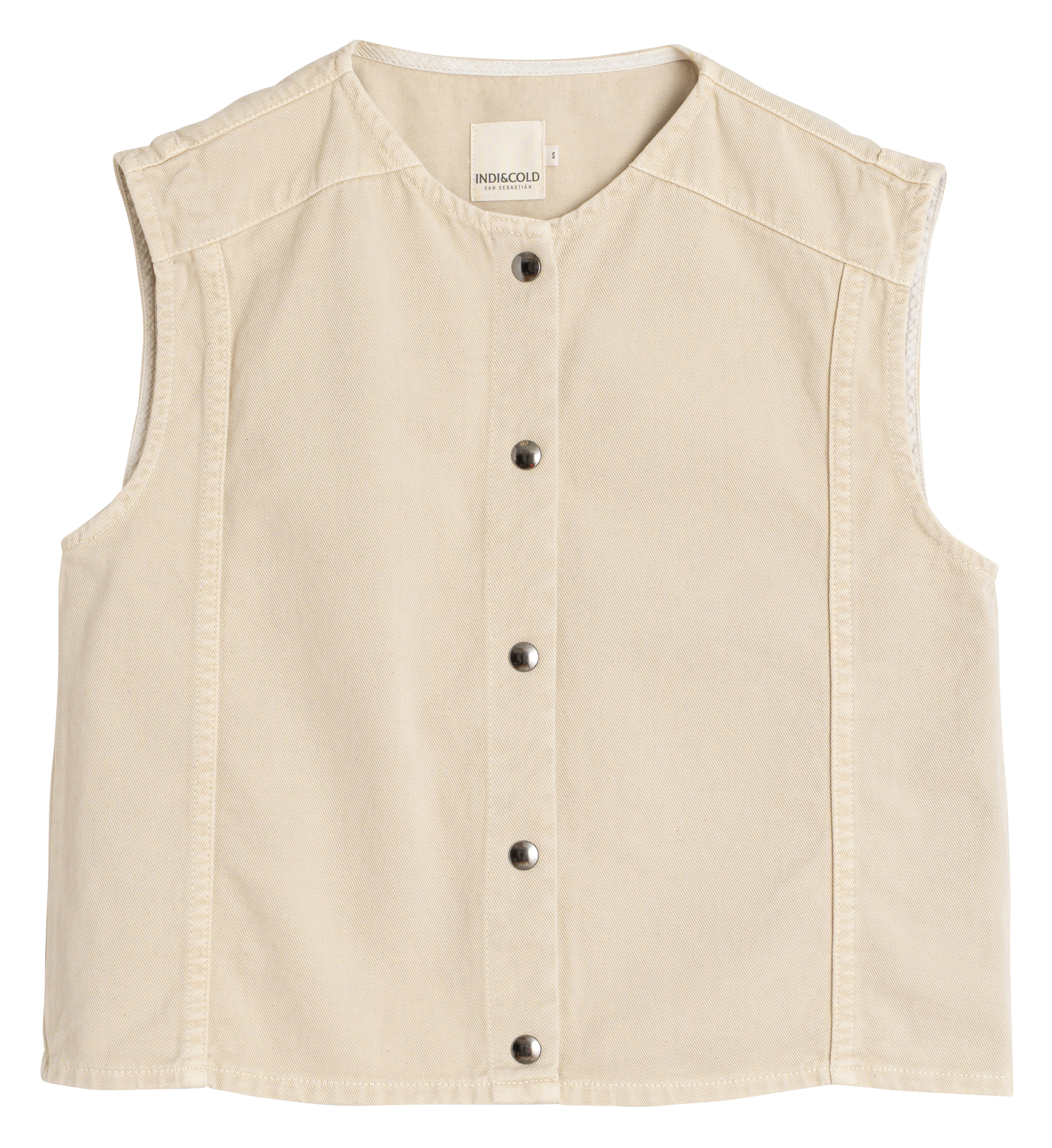 Oversized round neck cotton jacket INDI & COLD Beige