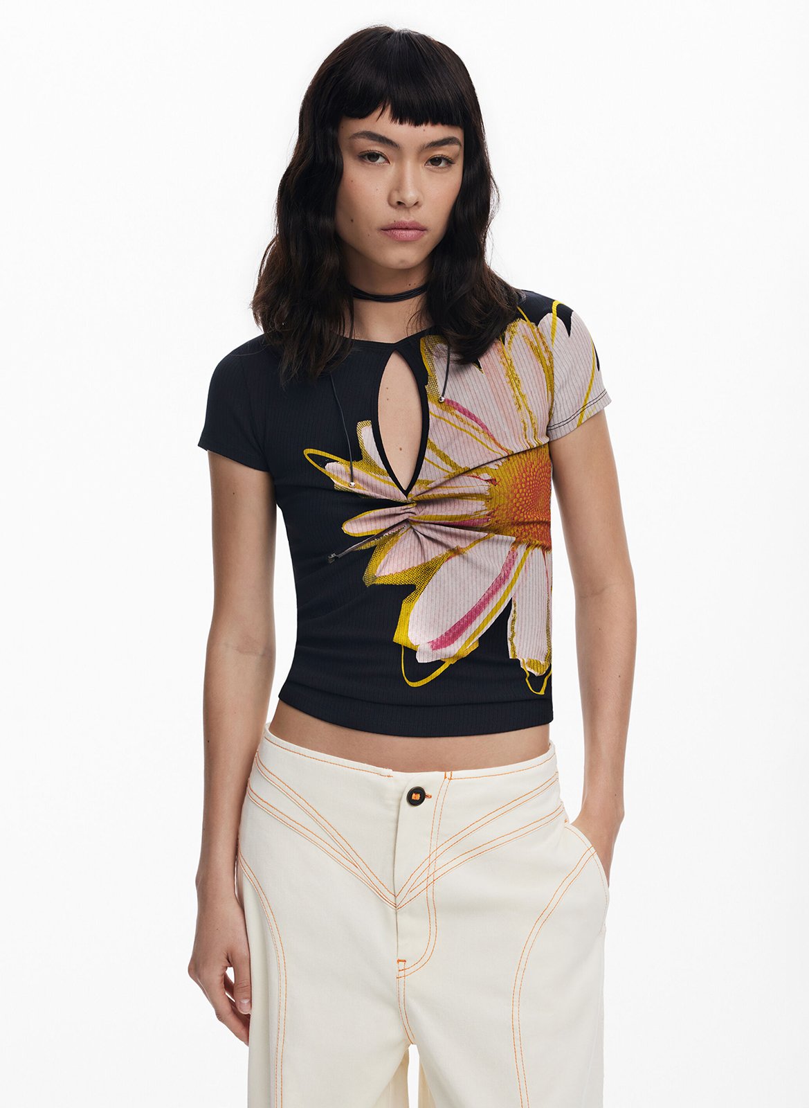 Tee-shirt col rond imprimé DESIGUAL Noir