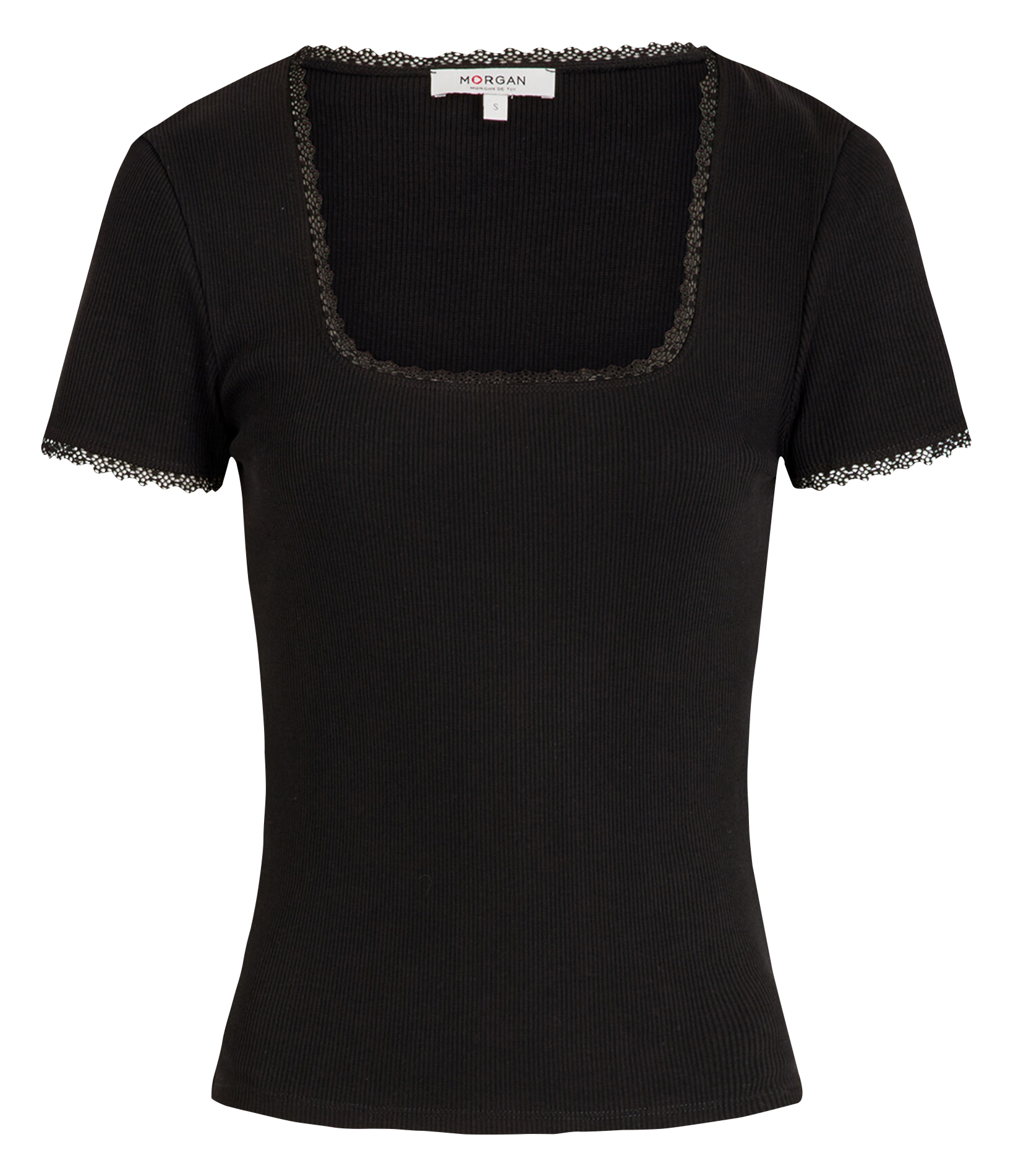 Tee-shirt dentelle en coton mélangé MORGAN Noir