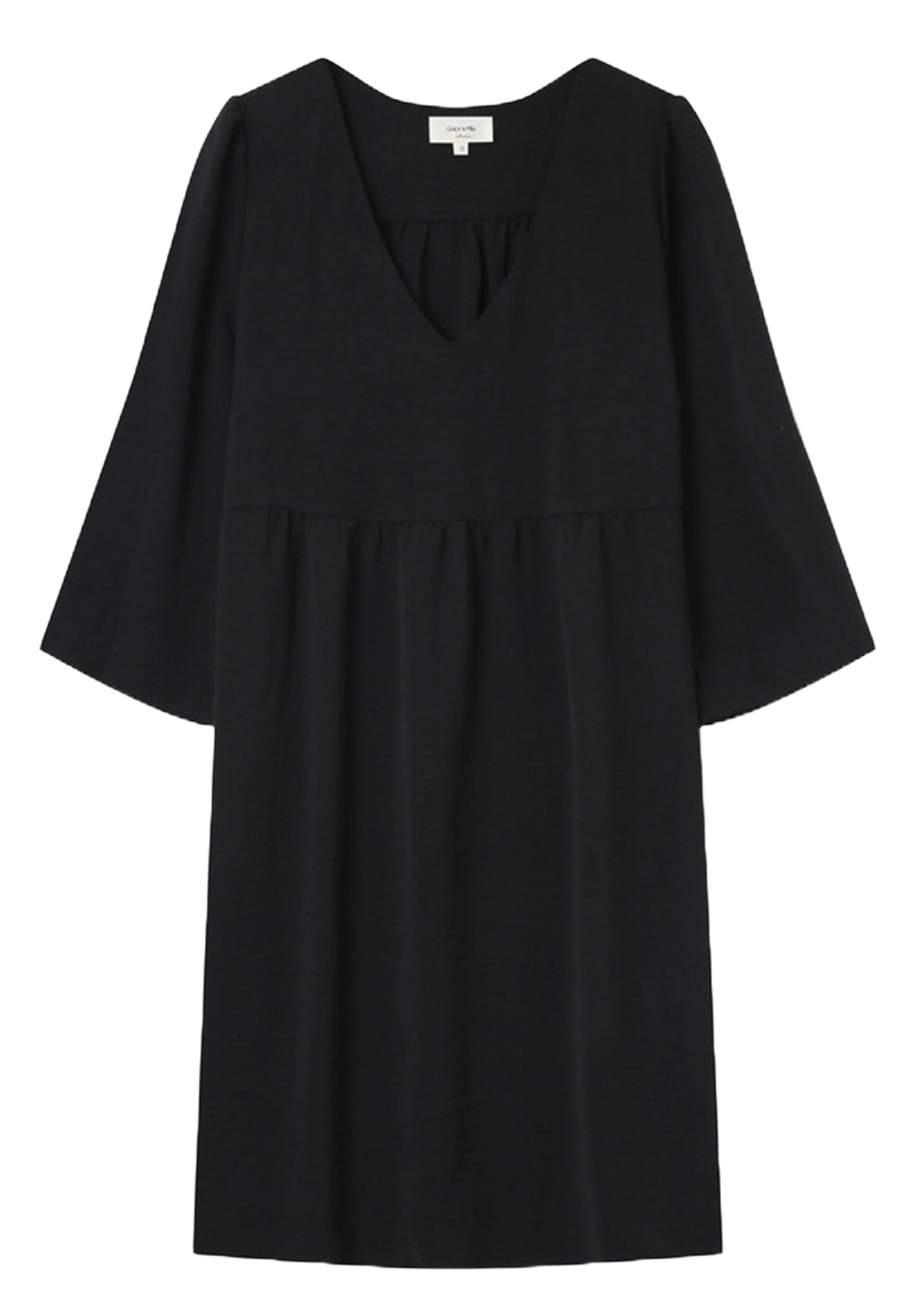 Robe courte col V unie GRACE ET MILA Noir