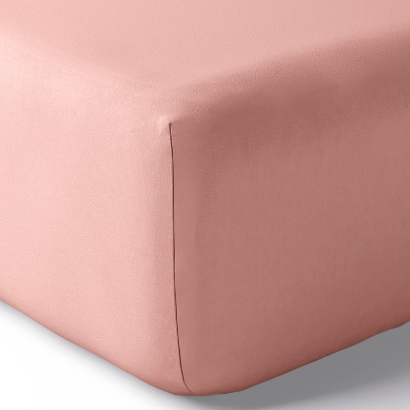 Percale fitted sheet "Julian" with 35 cm deep pocket all sizes pure cotton COTON PUR Pink