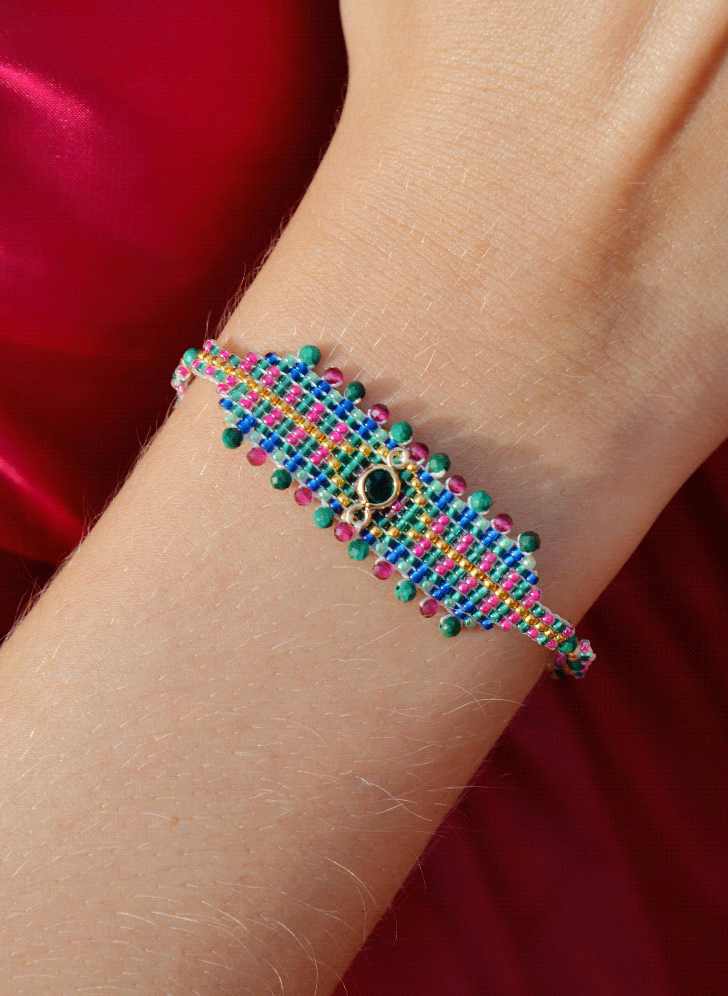 Adjustable bead weaving bracelet HIPANEMA Blue