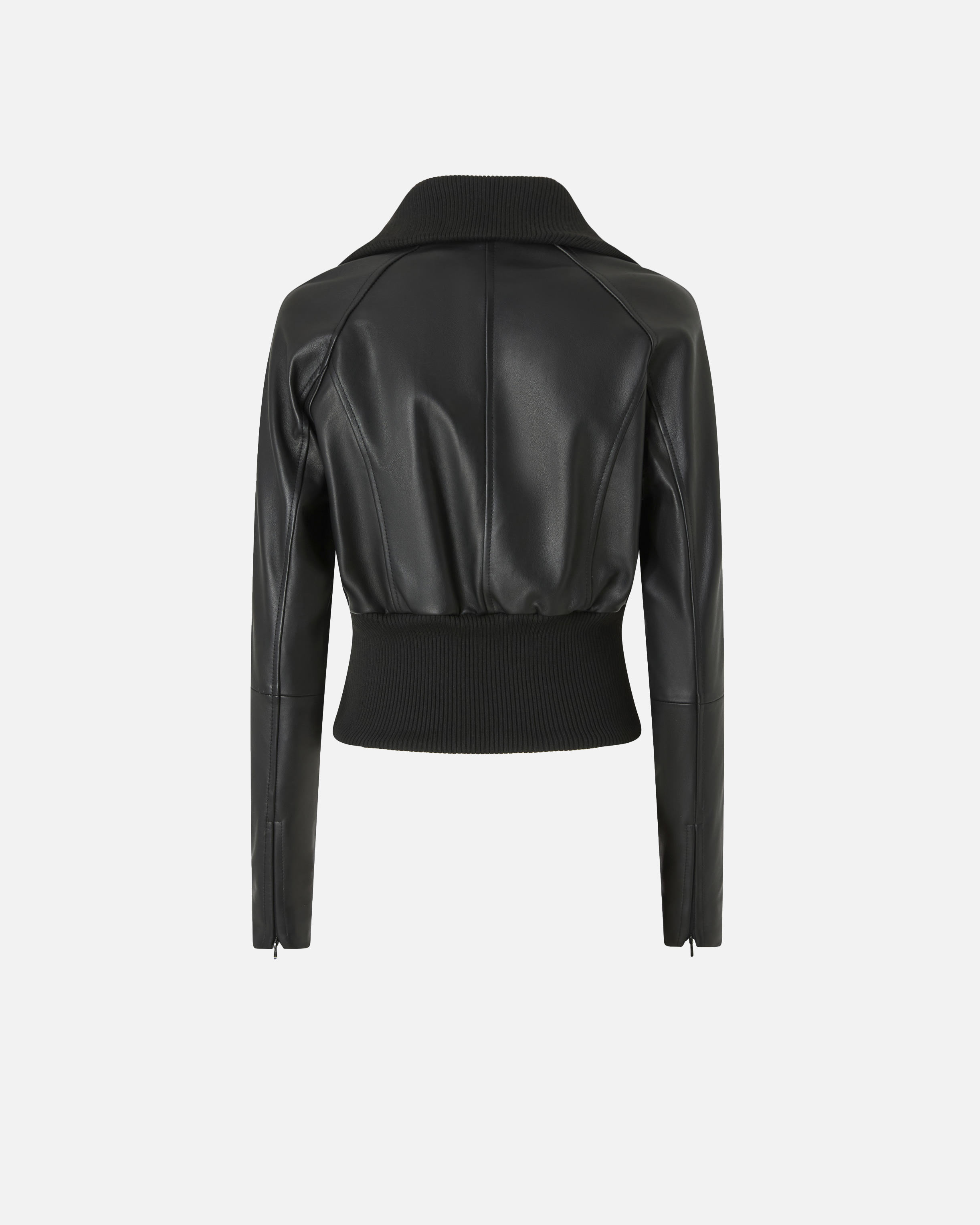 Short knit and nappa leather jacket PINKO Black