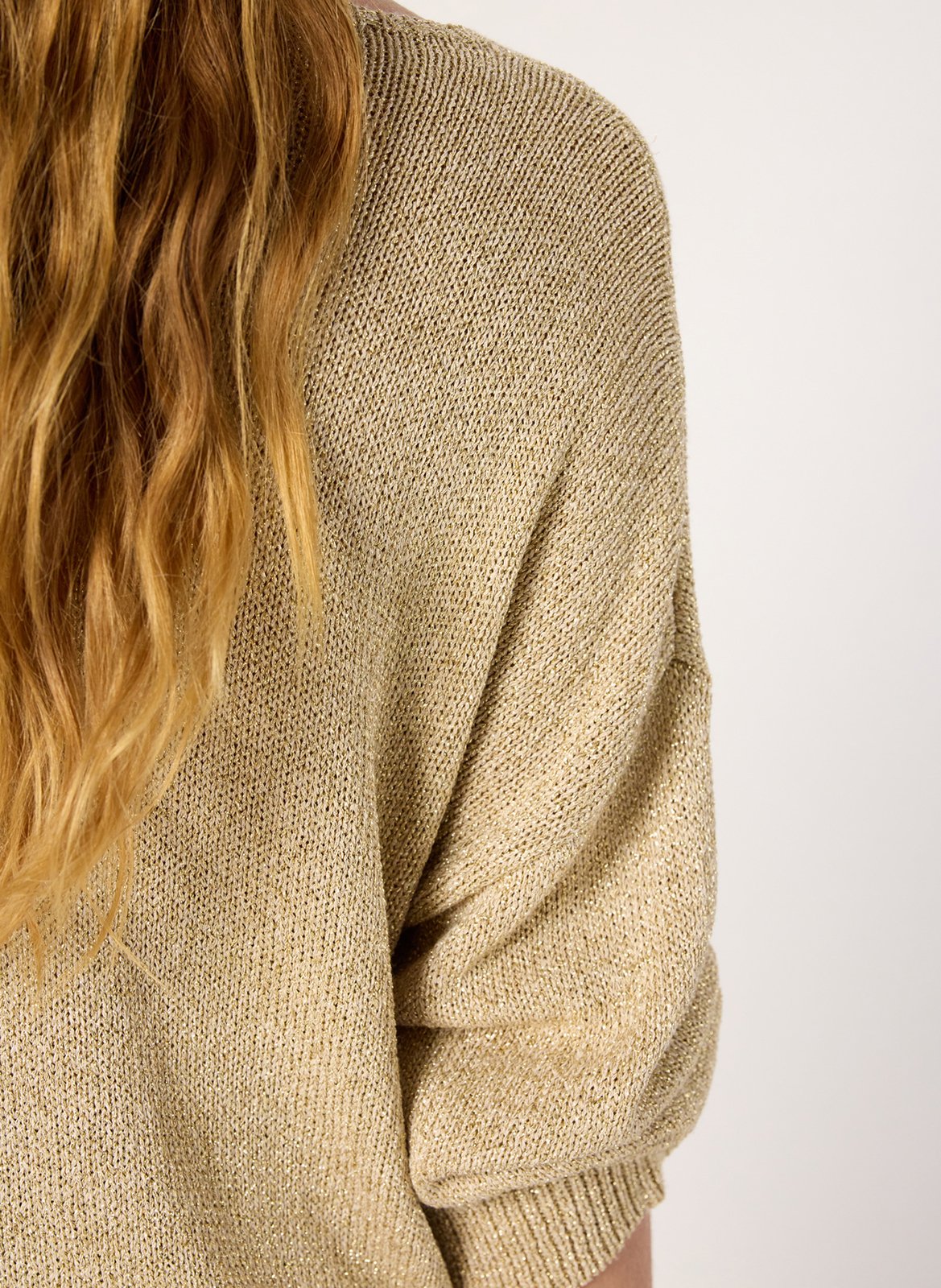 Pull ample col bateau en maille lurex GERARD DAREL Doré