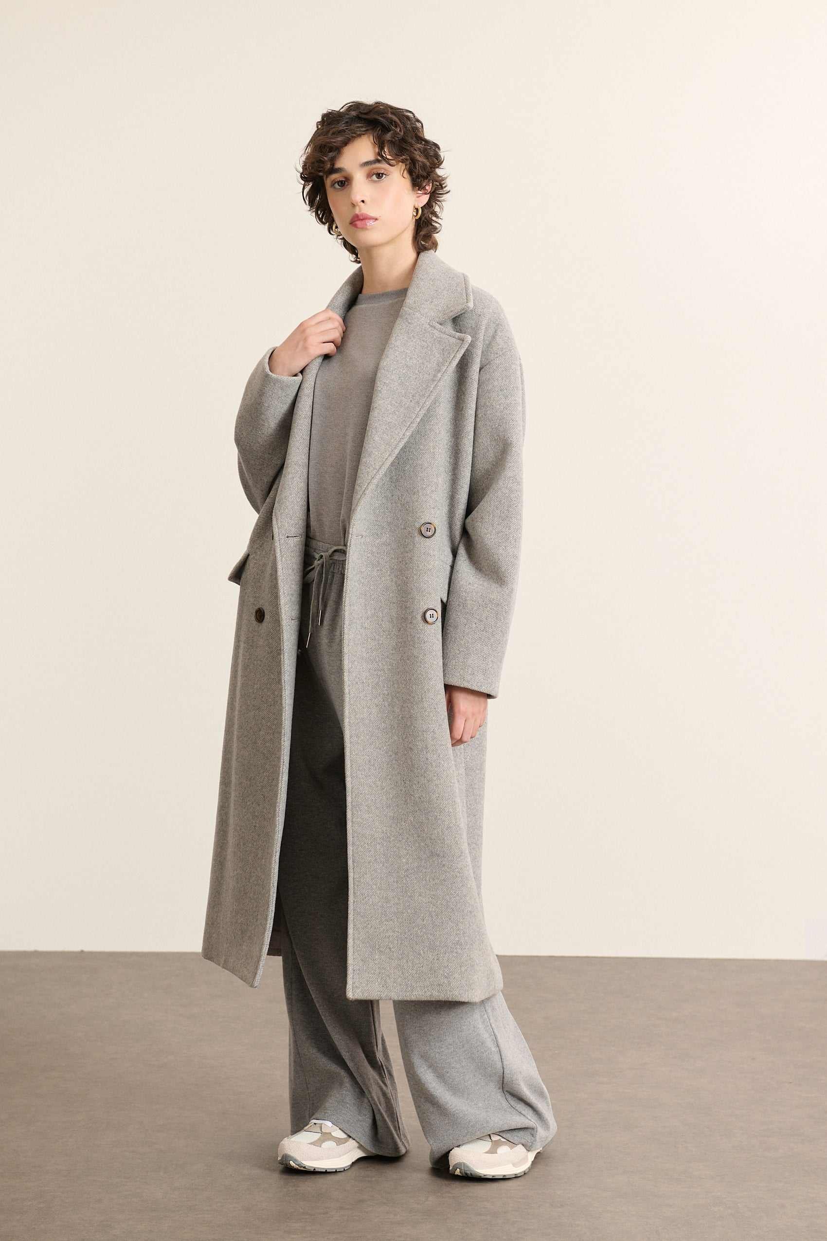 Oversized long wool blend coat GARANCE PARIS Grey
