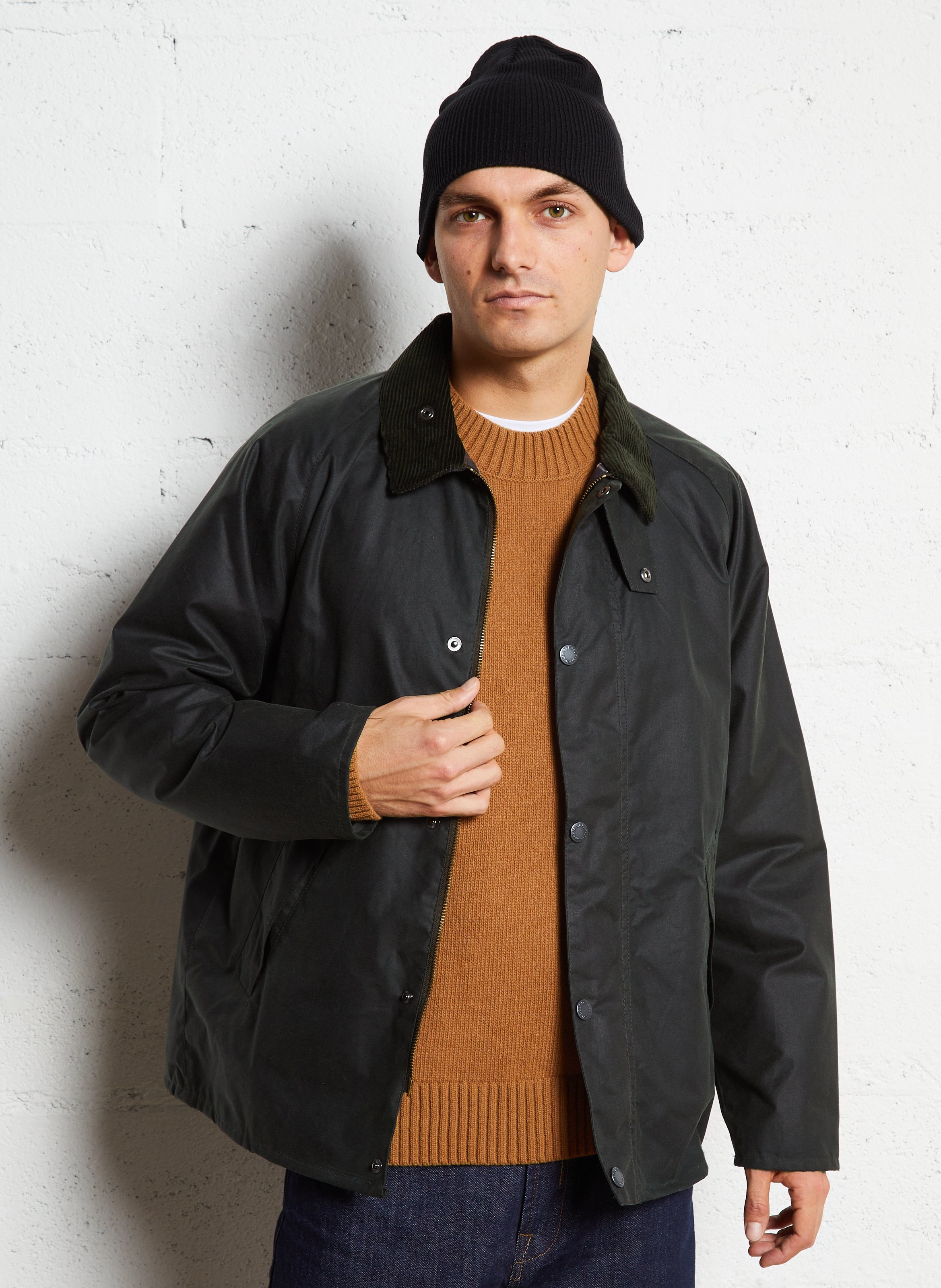 Katoenen jack met klassieke kraag BARBOUR Groen