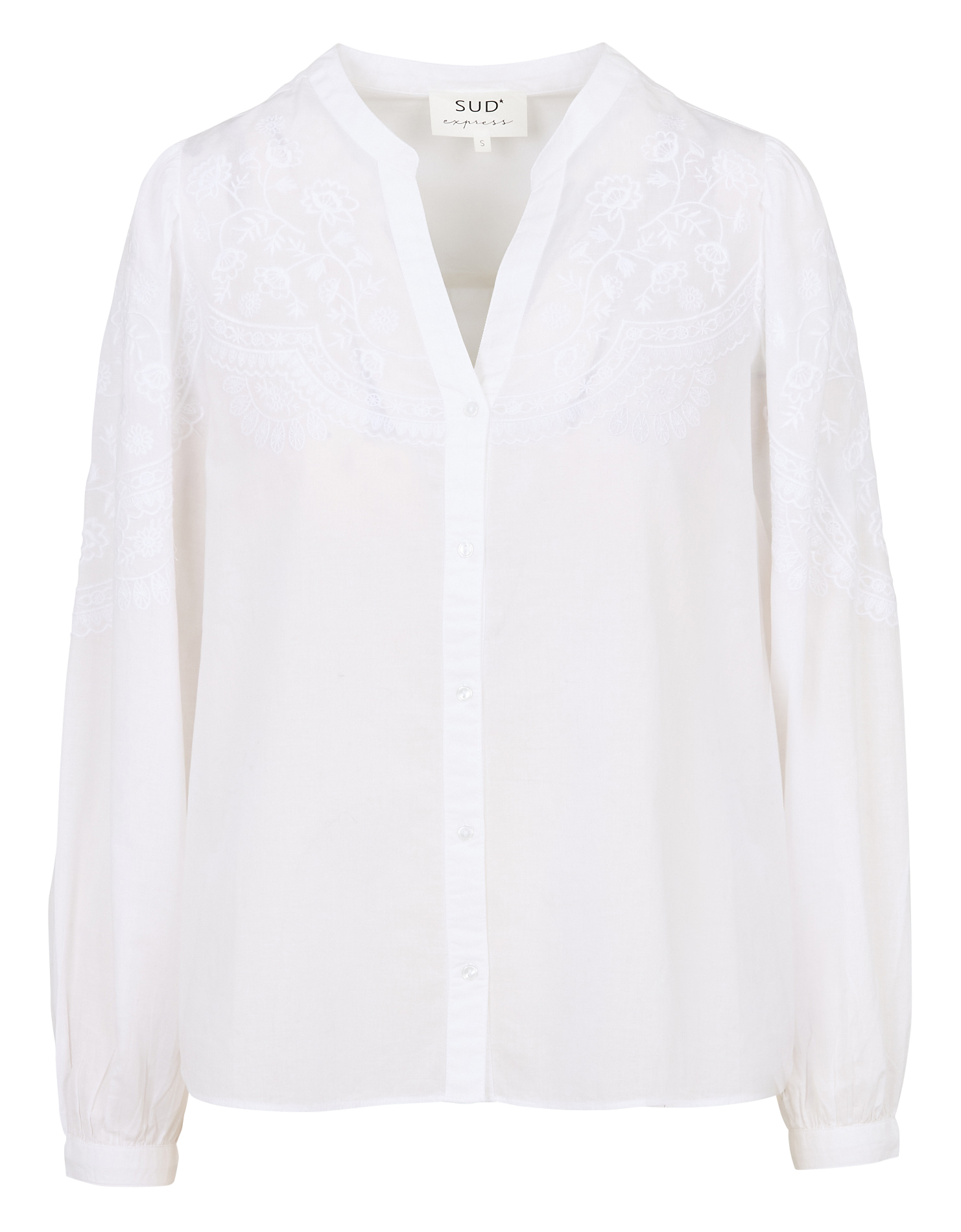 Katoenen blouse met Tunisch kraagje SUD EXPRESS Wit