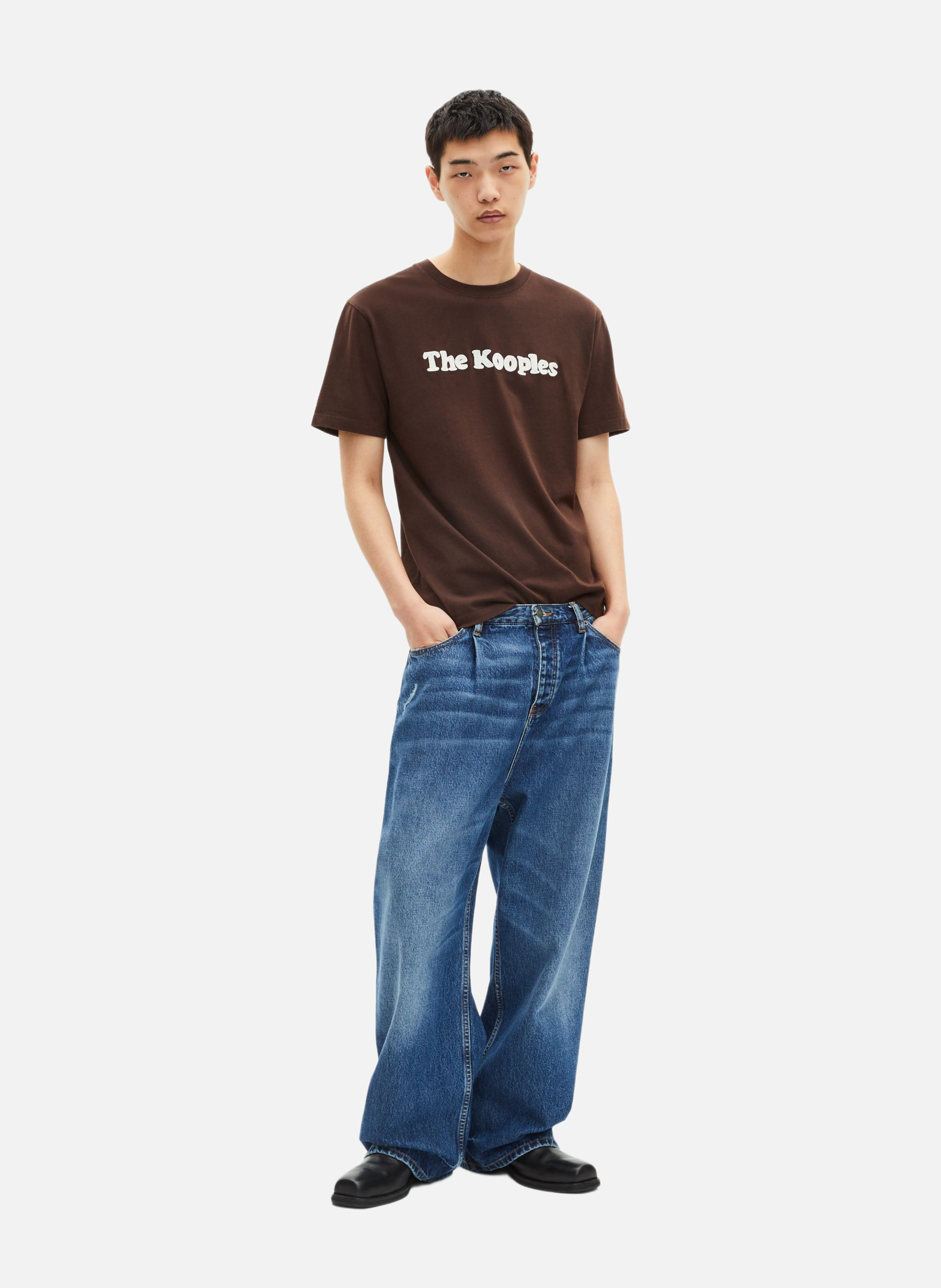 T-shirt with embroidery THE KOOPLES Brown