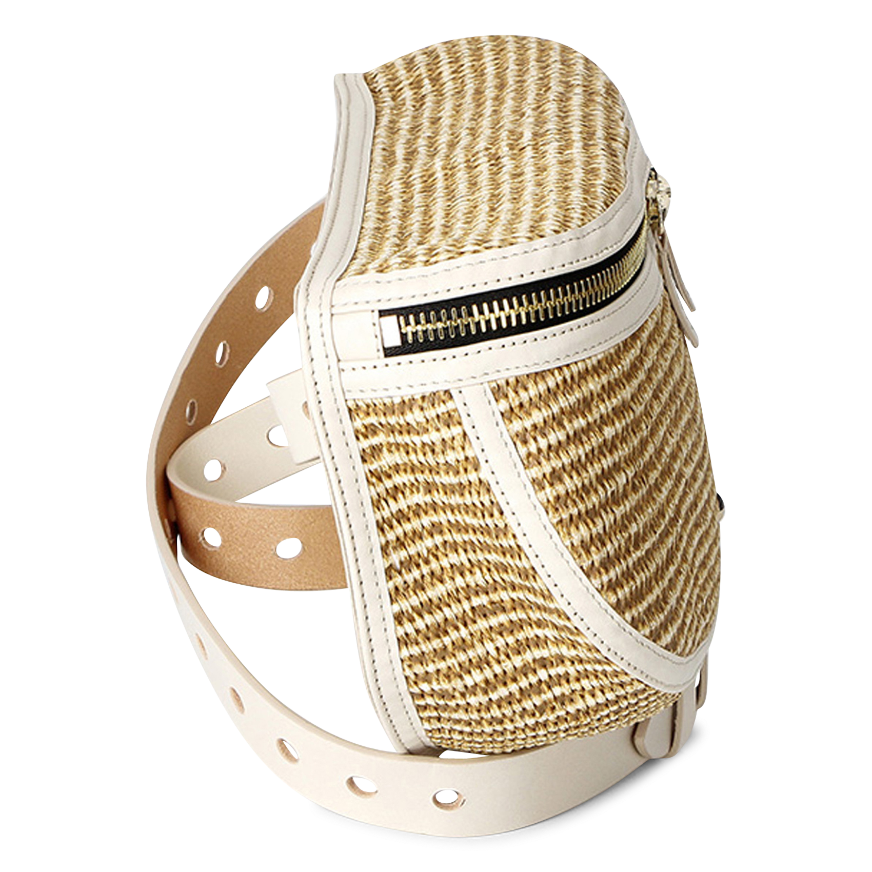 Hüfttasche aus Bast- und Leder-Mix HERBERT FRERE SOEUR Mehrfarbig