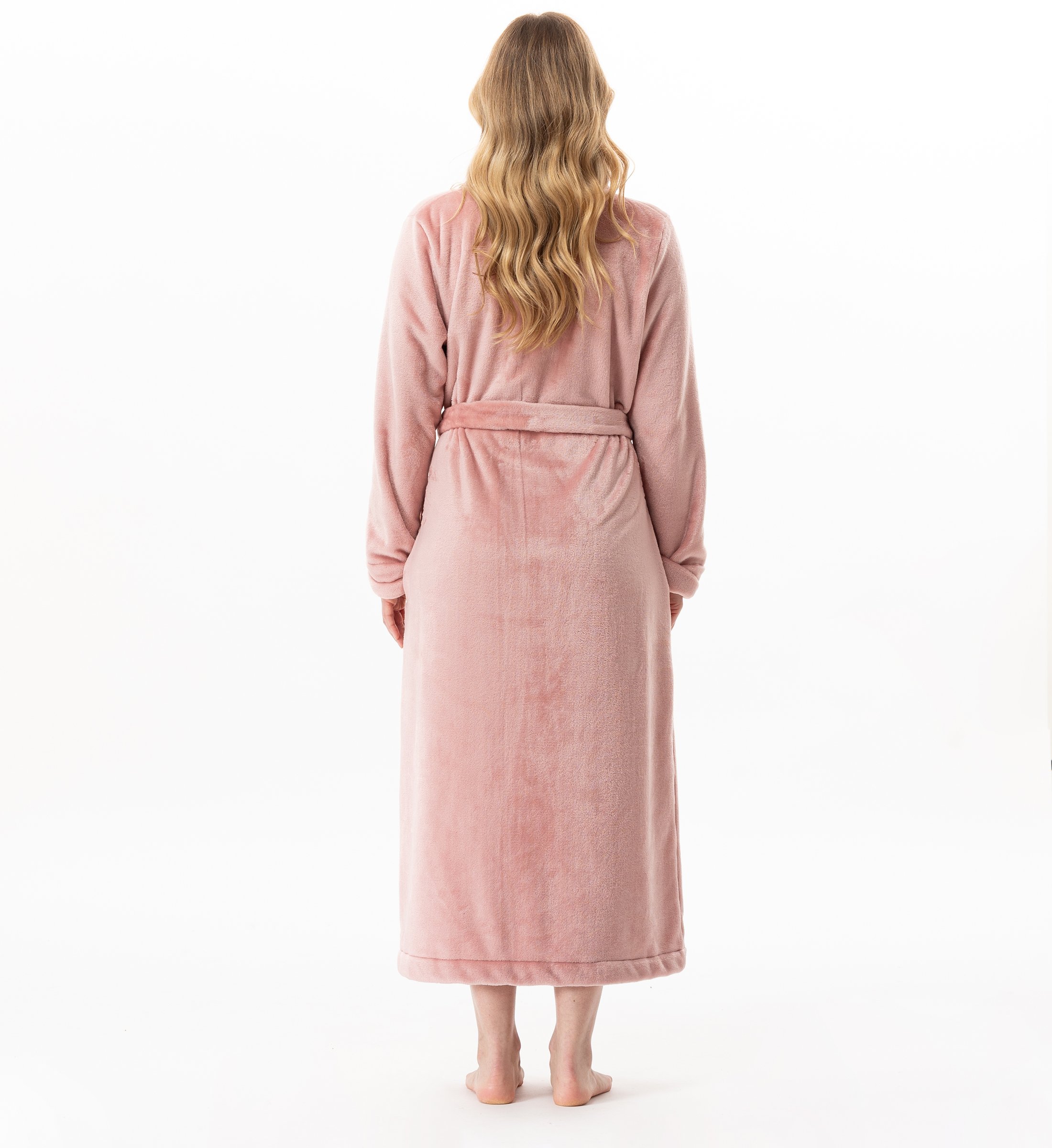 Long plush flannel crossover robe LE CHAT Pink