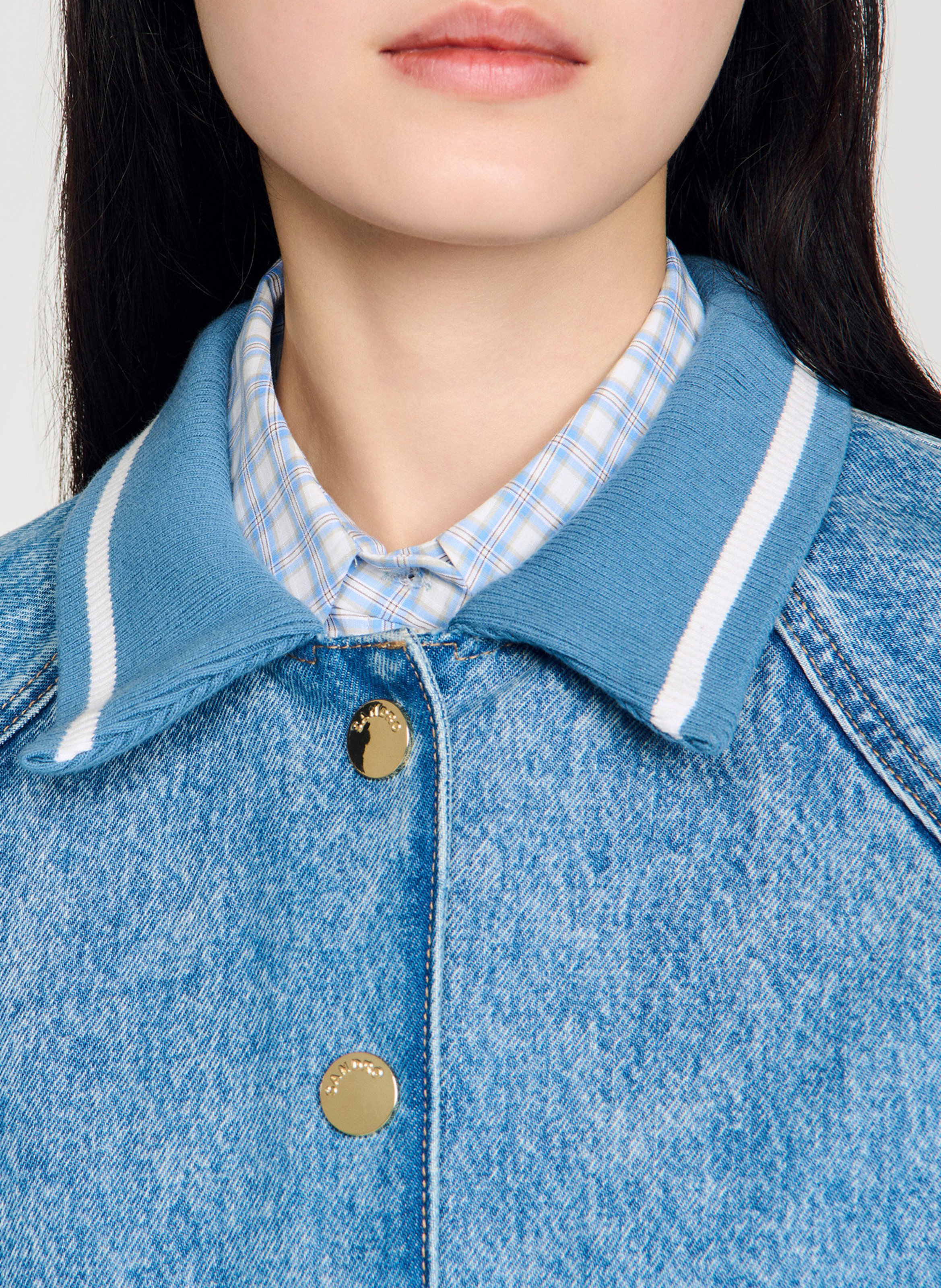 Oversized jack met klassieke kraag van katoen SANDRO Blauw