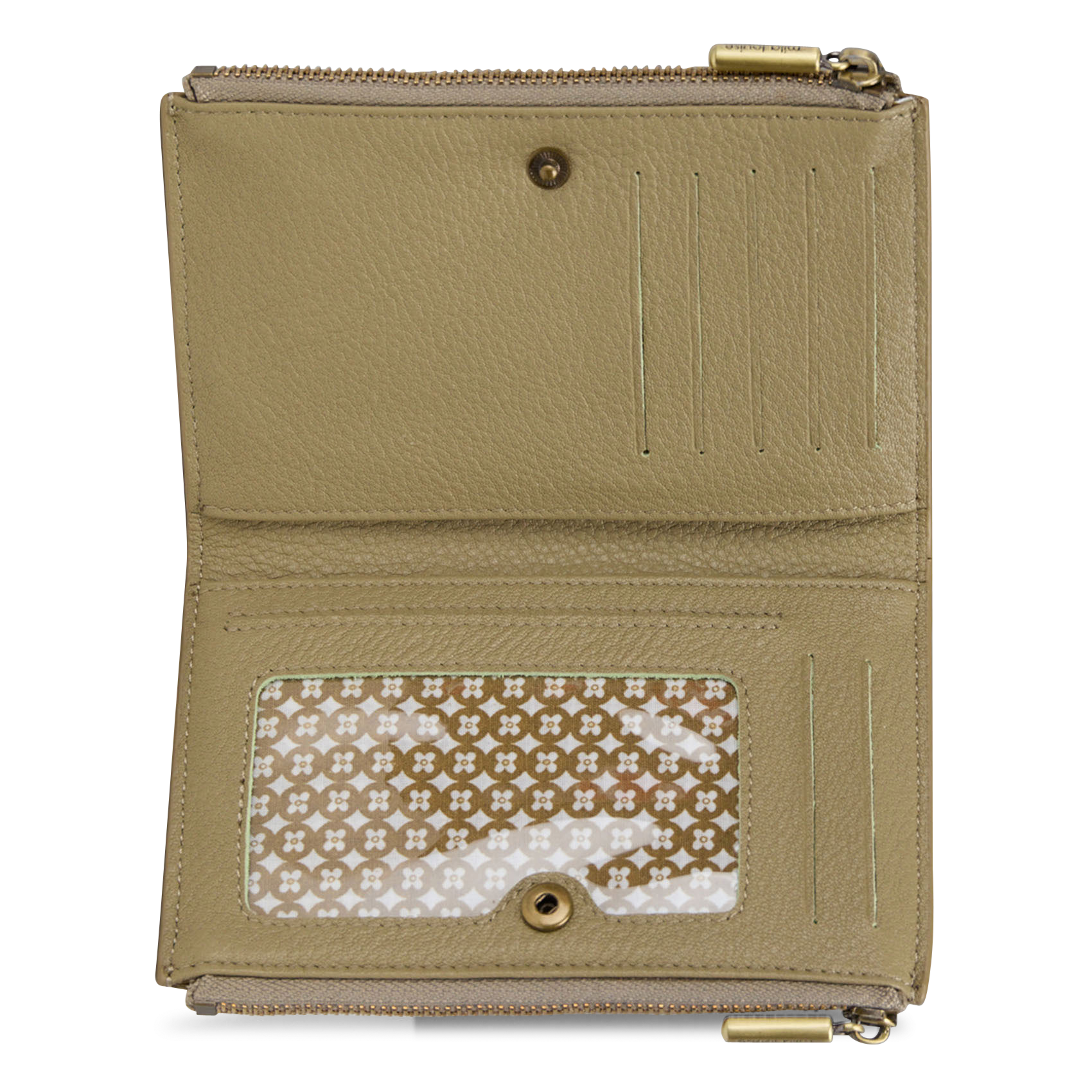 Glanzende, leren portefeuille MILA LOUISE Groen