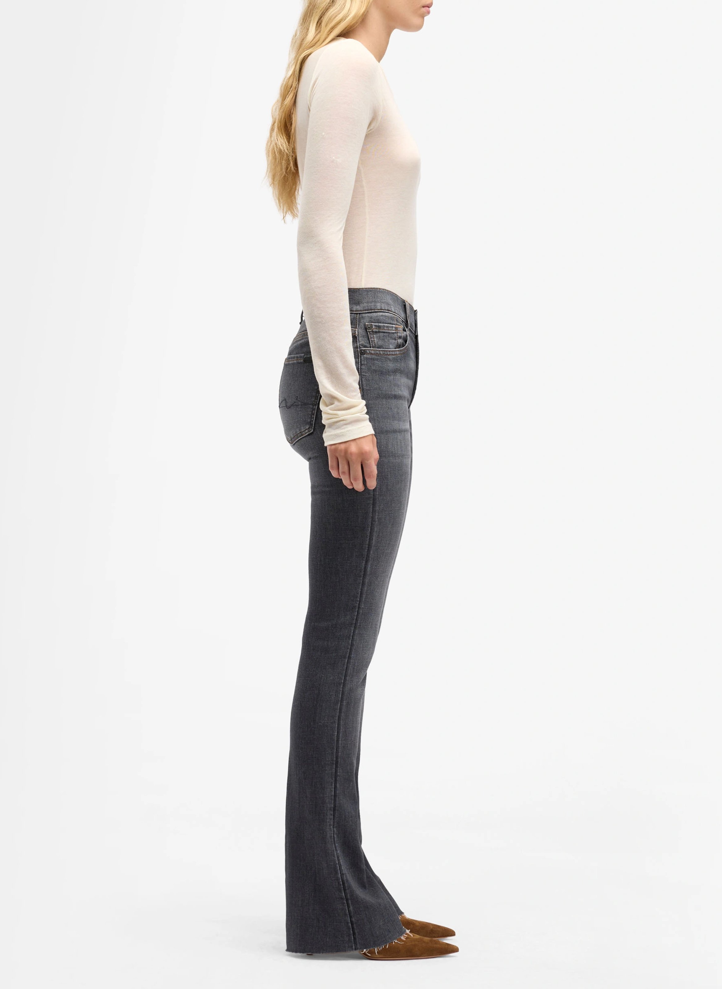 Bootcut-jeans | katoenblend 7 FOR ALL MANKIND Zwart