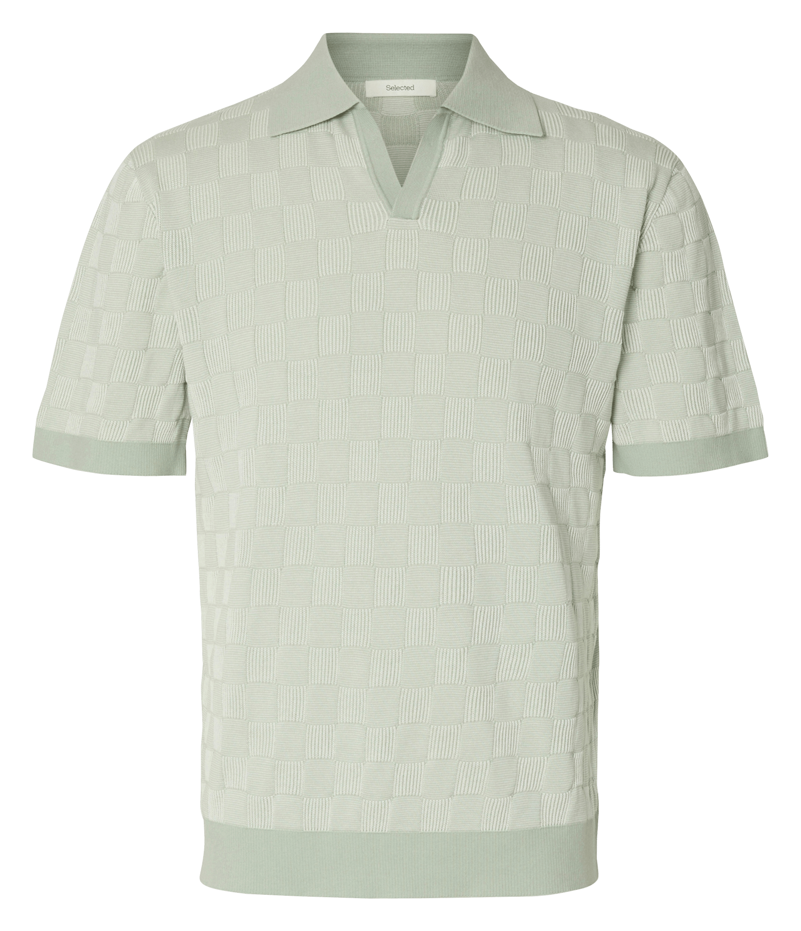 Polo met jacquardmotief en korte mouw SELECTED Groen