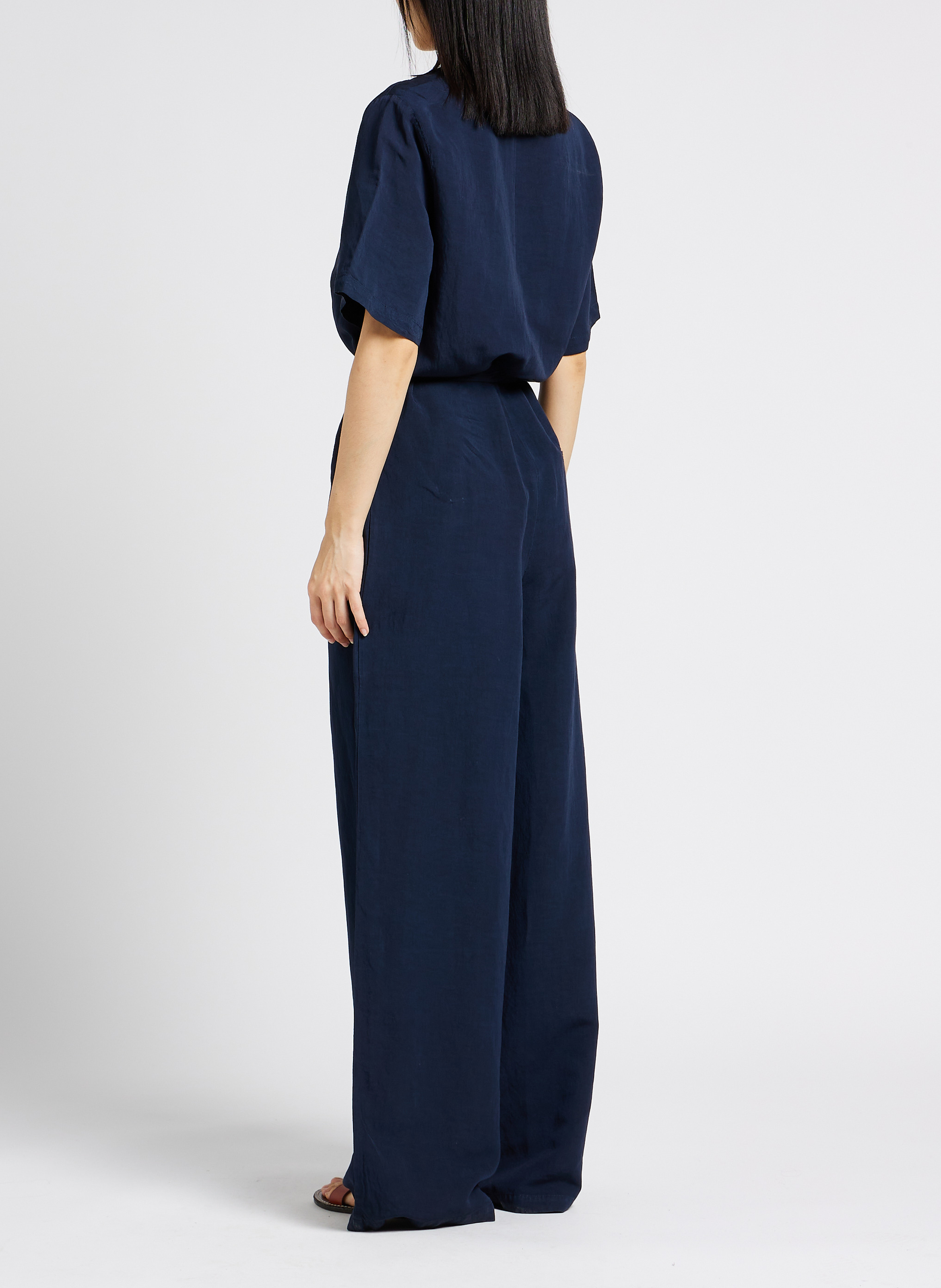 Rechte jumpsuit met V-hals POMANDERE Blauw