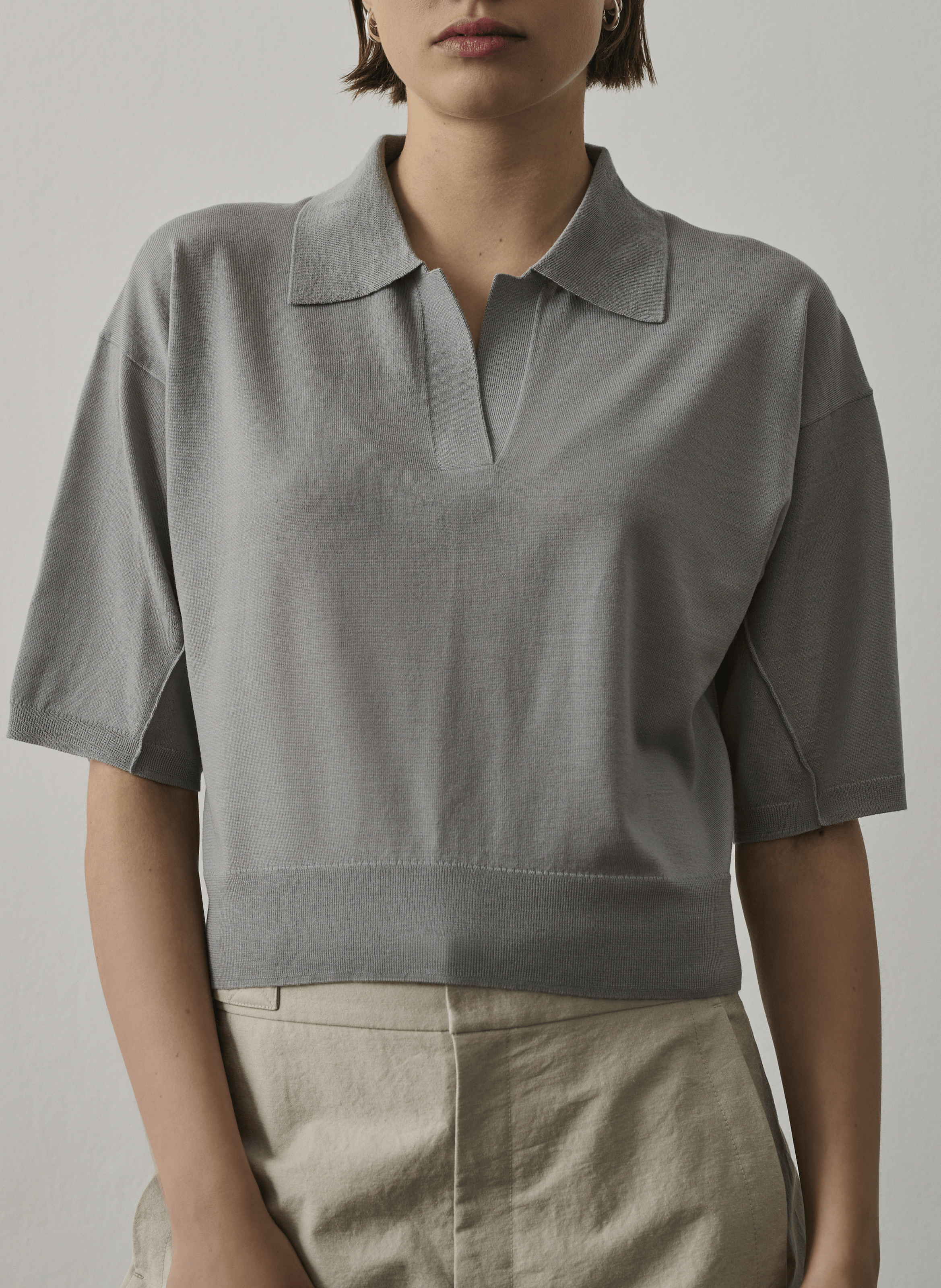 Wollpullover mit Polokragen SOEUR Grun