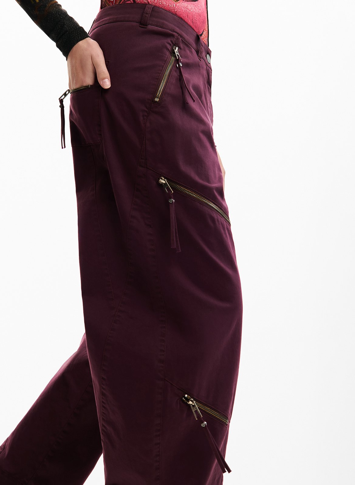 Pantalon large en coton mélangé DESIGUAL Rouge