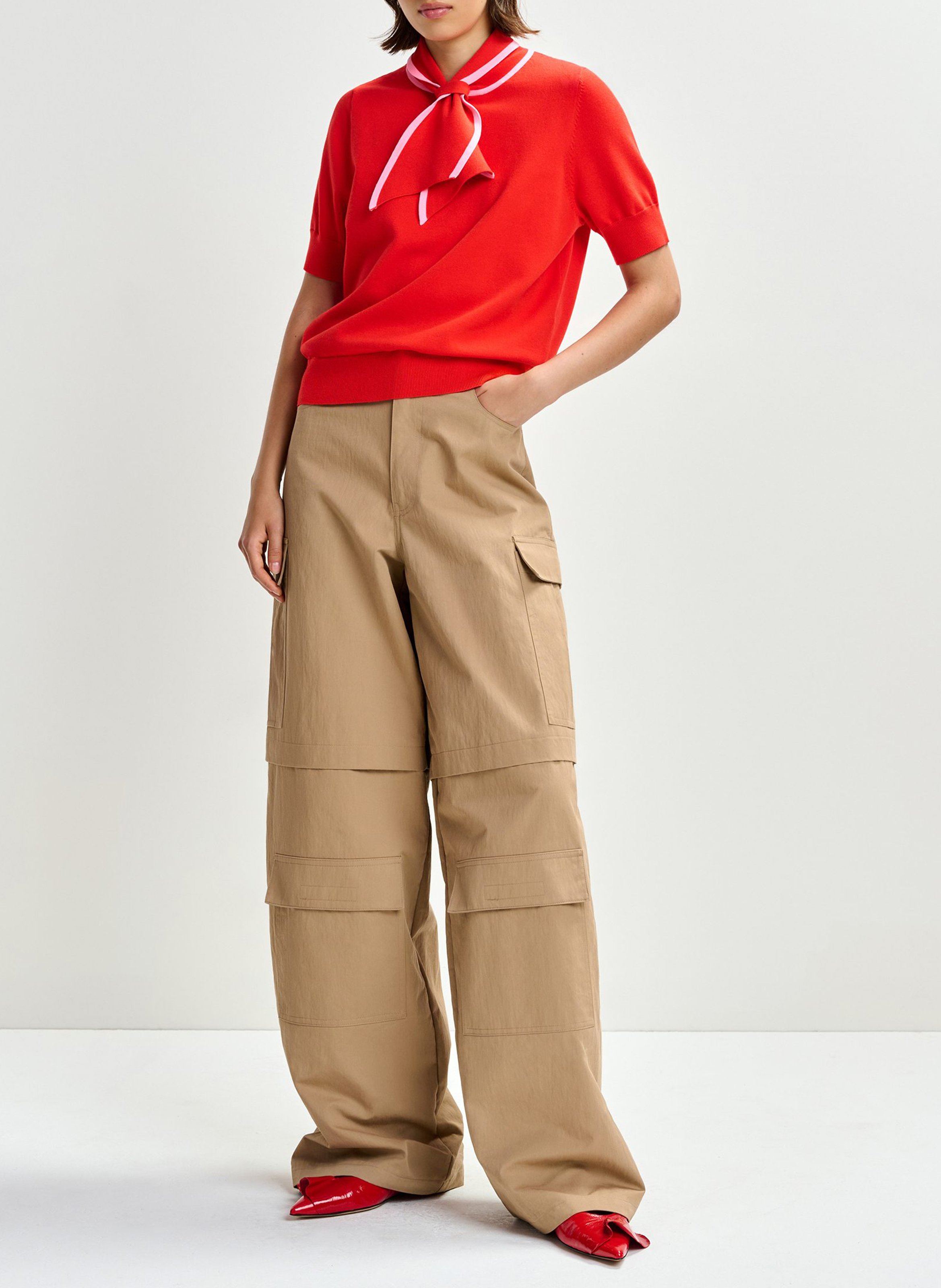 Polo with Knotted Collar ESSENTIEL ANTWERP Red