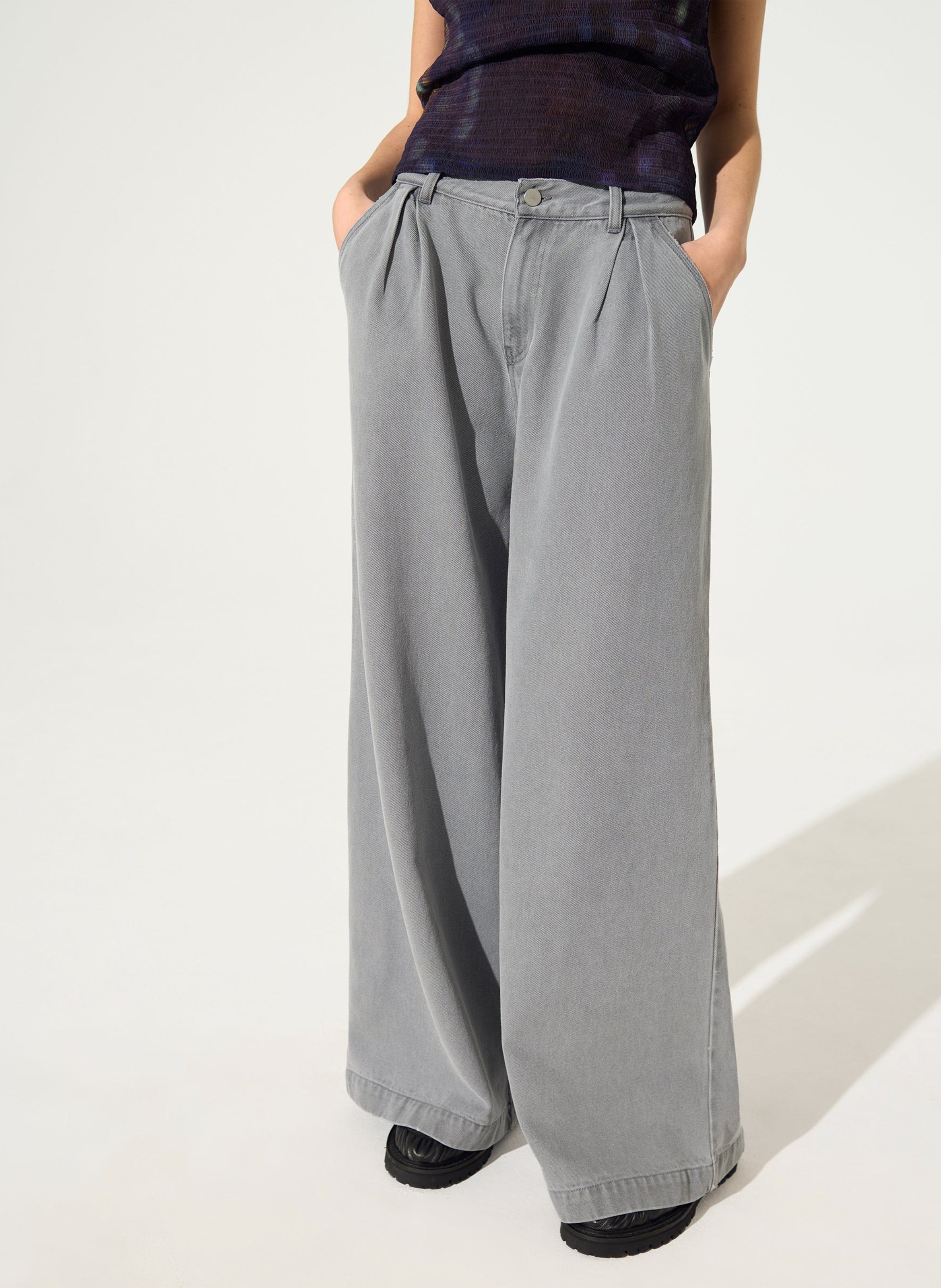 Jean large taille haute en lyocell et coton COTELAC Noir