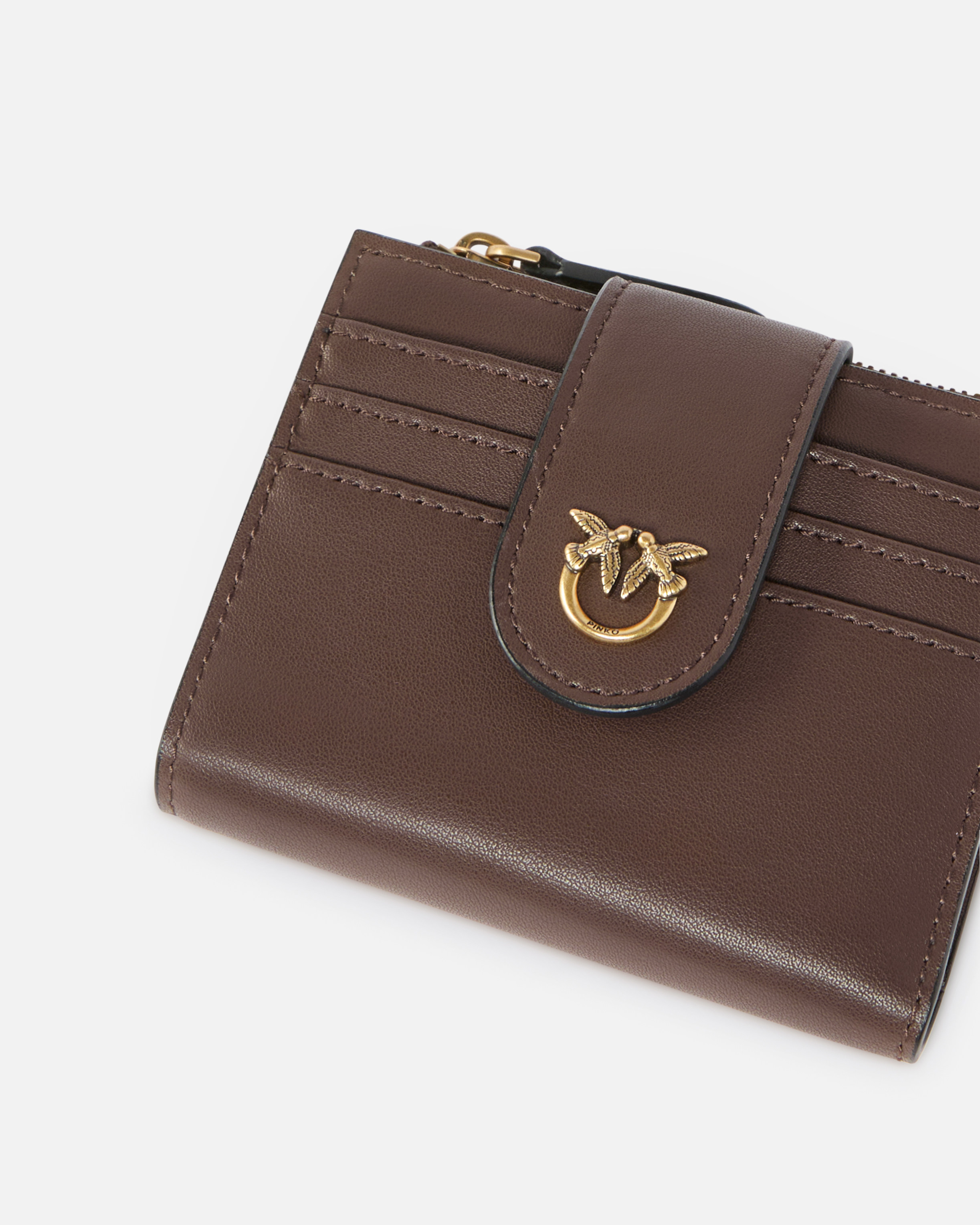 Small smooth leather wallet with logo PINKO Multicolored