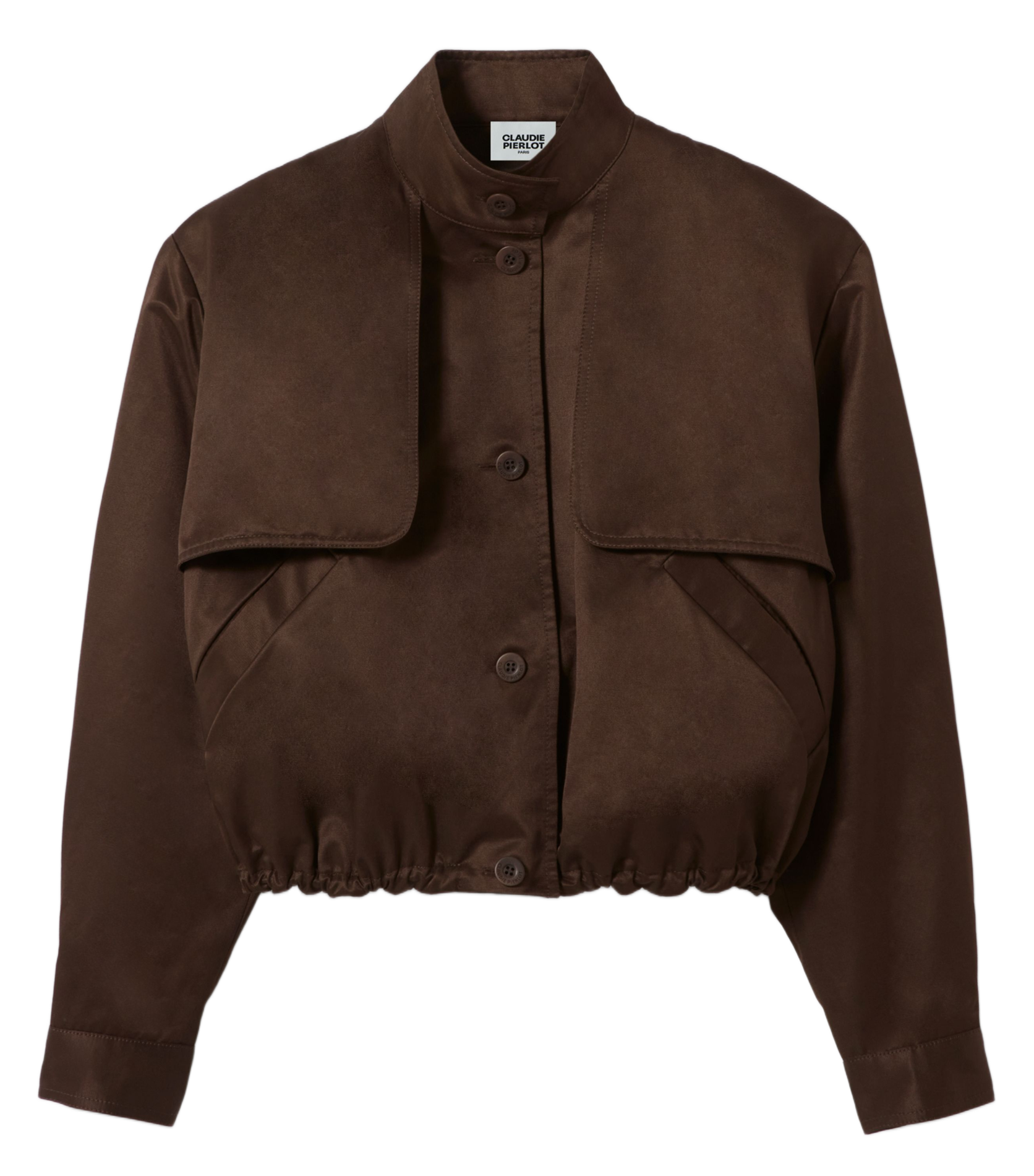Blouson oversize col montant en coton mélangé CLAUDIE PIERLOT Marron