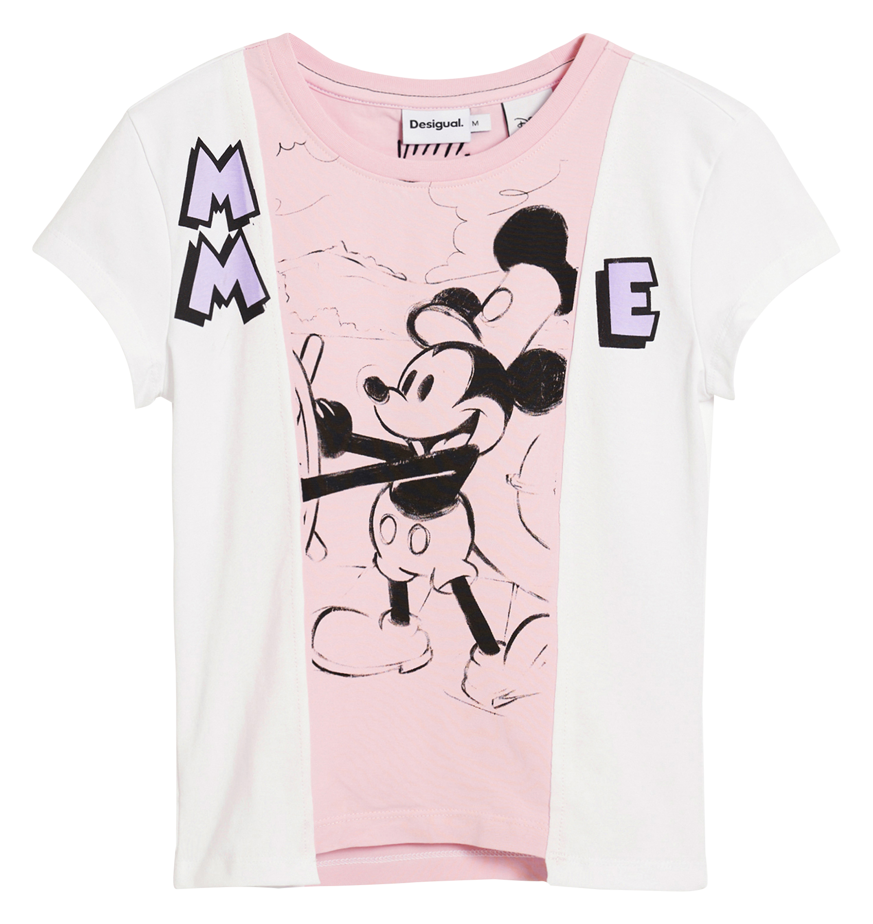 Tee-shirt droit col rond imprimé DESIGUAL Blanc