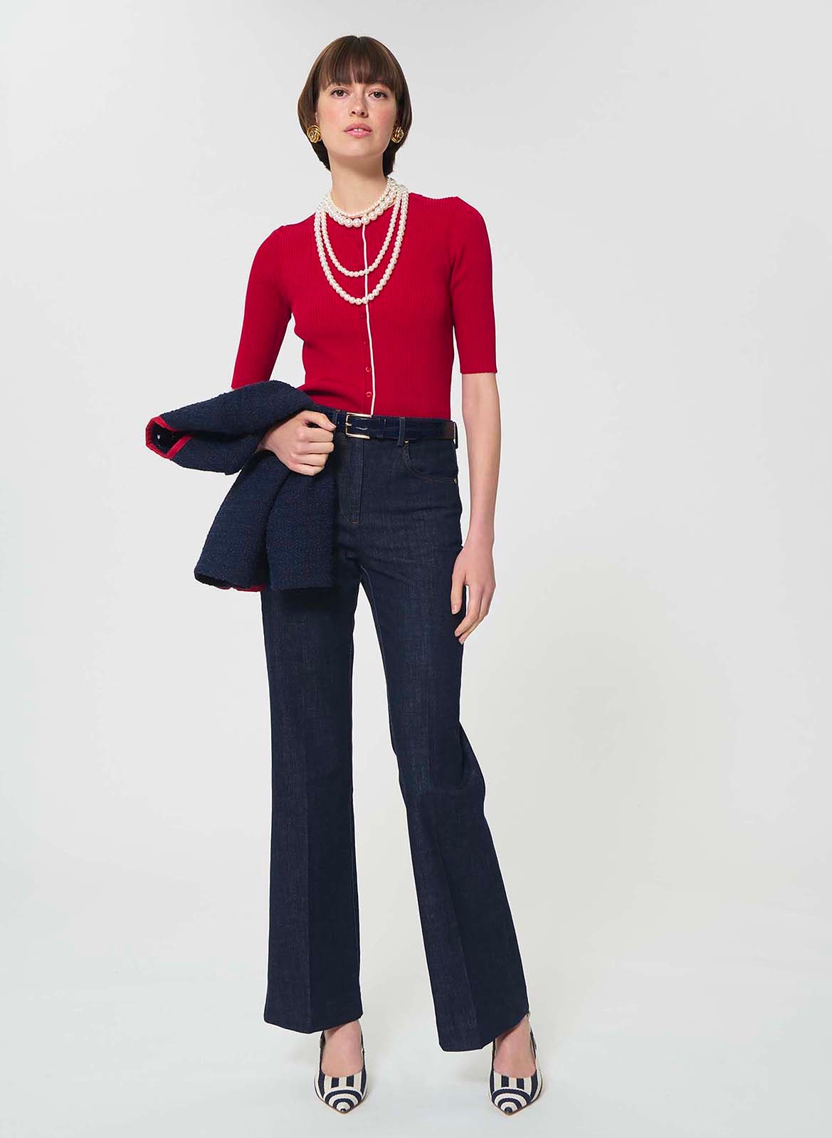 Aansluitend vest met ronde hals in breisel TARA JARMON Rood