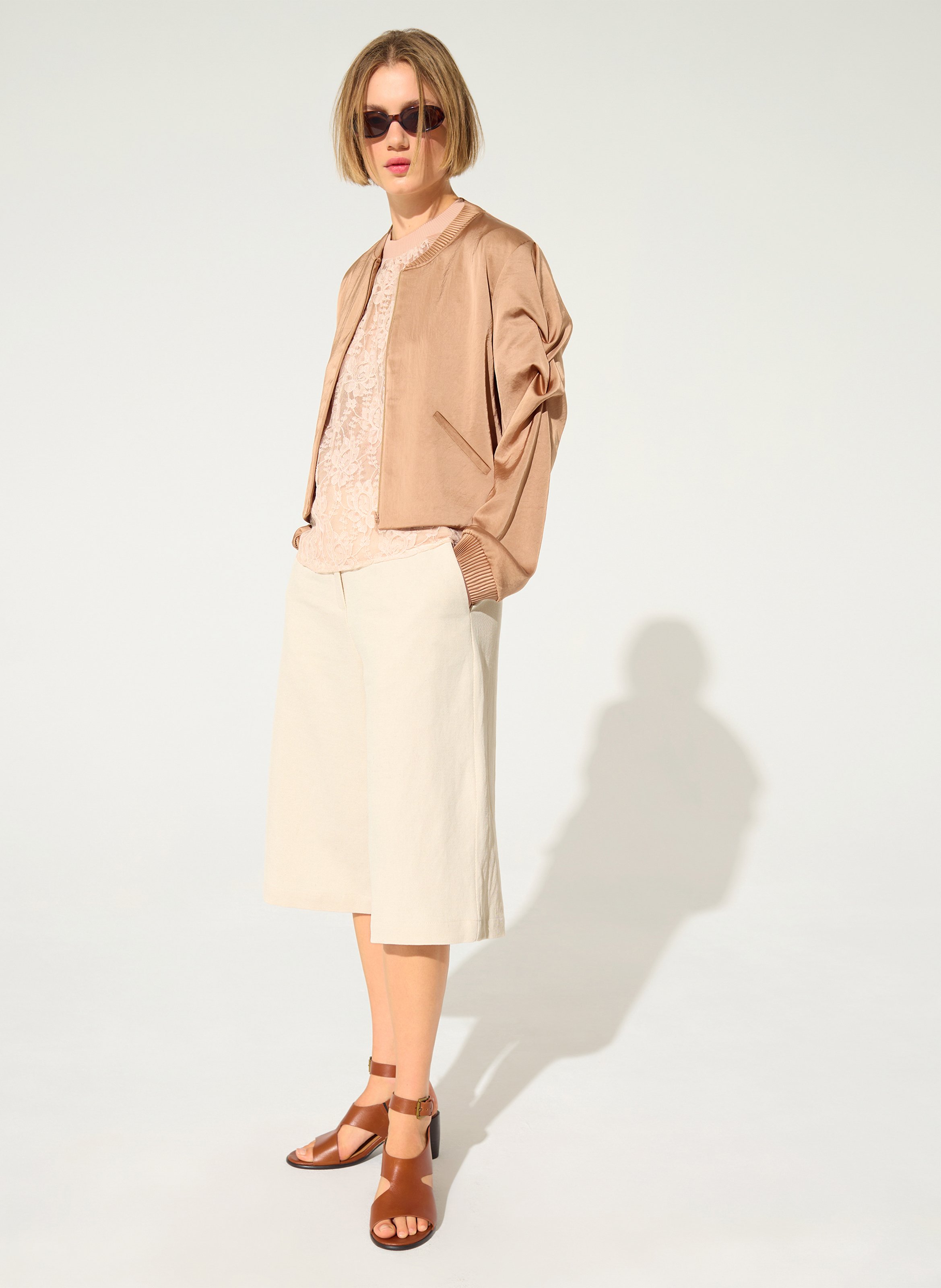 Short satin jacket with long sleeves COTELAC Red