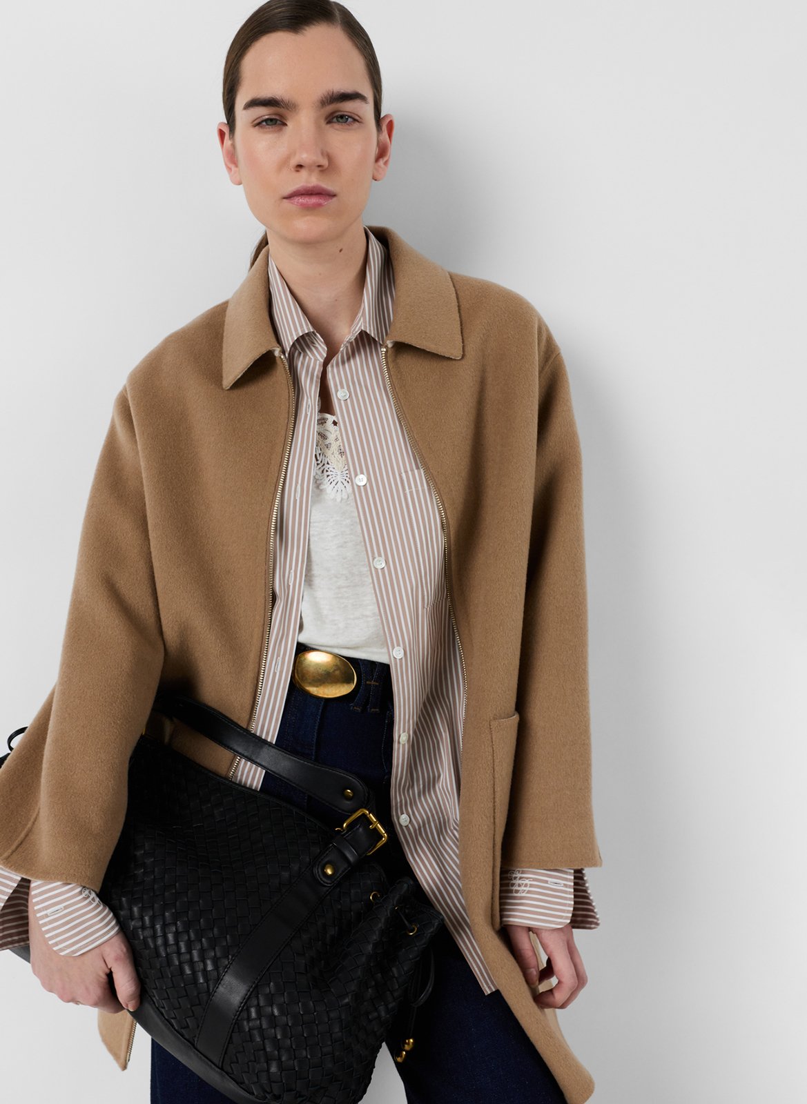 Manteau col classique réversible en laine GERARD DAREL Marron