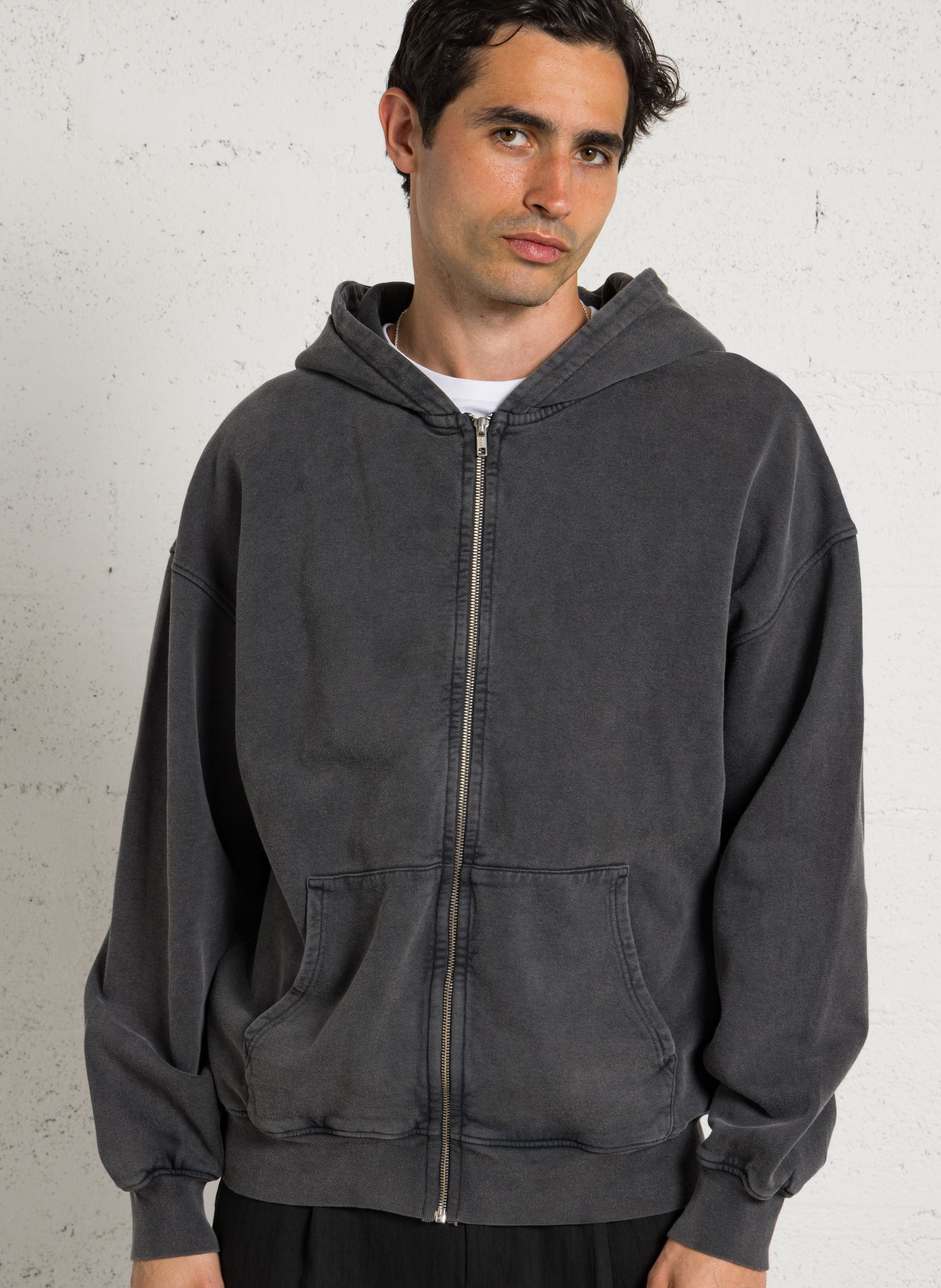 Baumwoll-Sweatshirt mit Reißverschluss und Kapuze COLORFUL STANDARD Schwarz