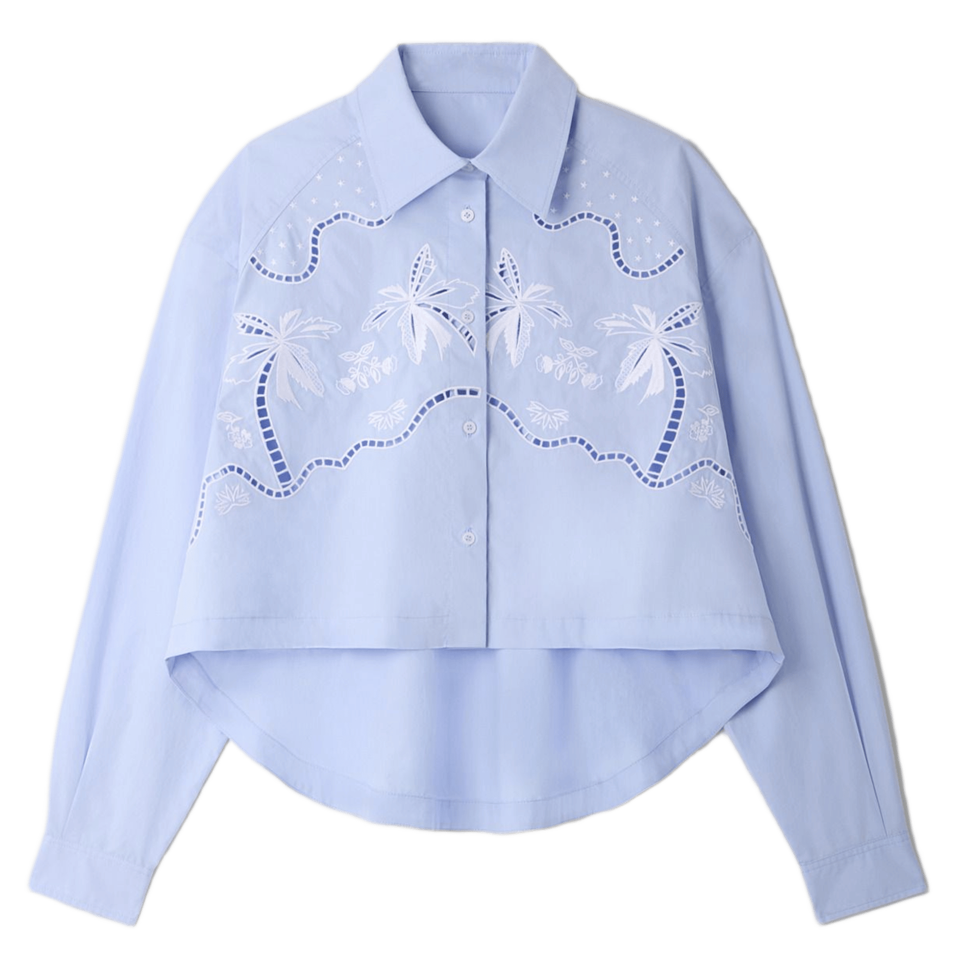 Korte blouse met knoopsluiting en borduurwerk SANDRO Blauw