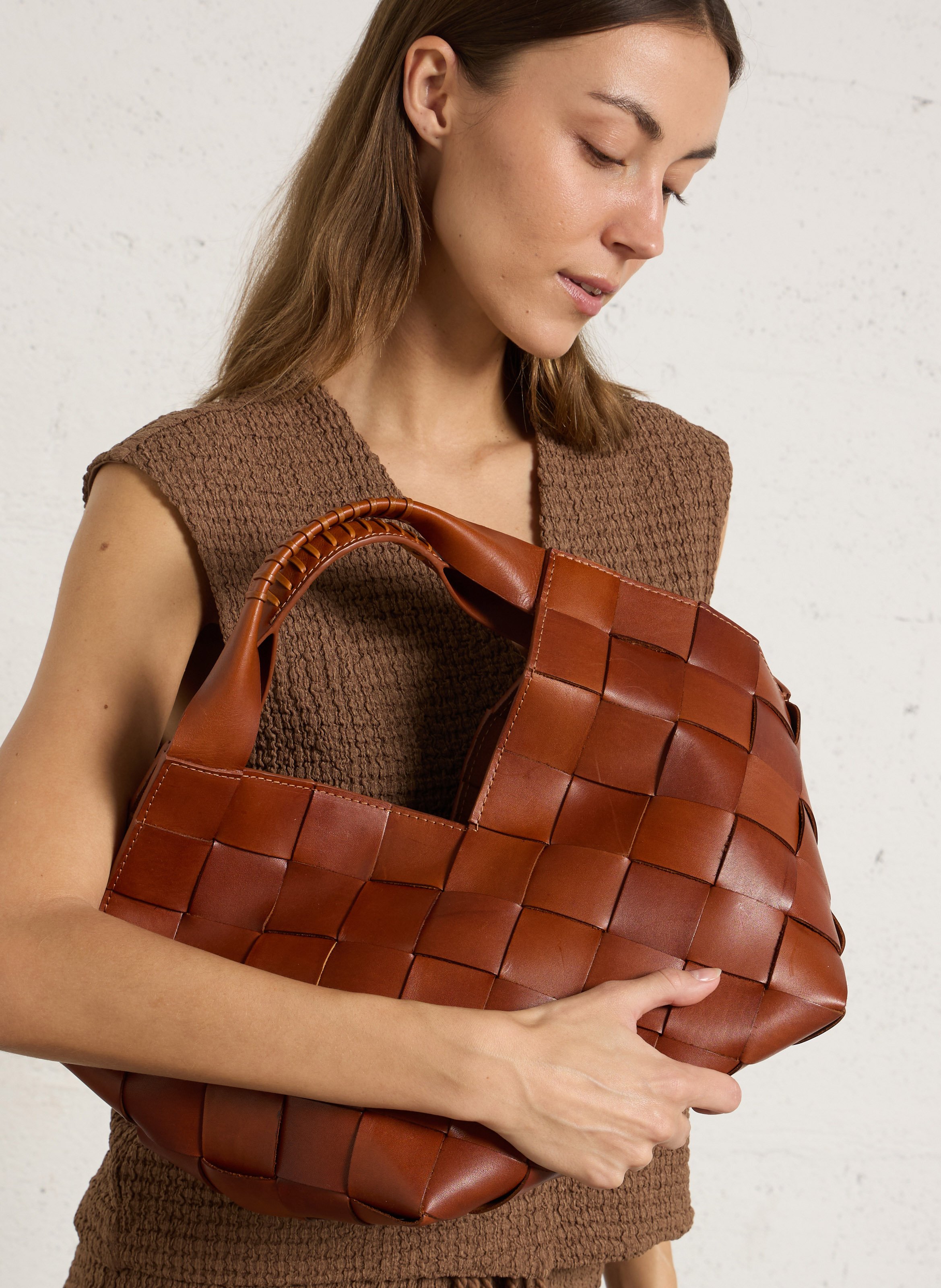 A-line leather skirt DRAGON DIFFUSION Brown