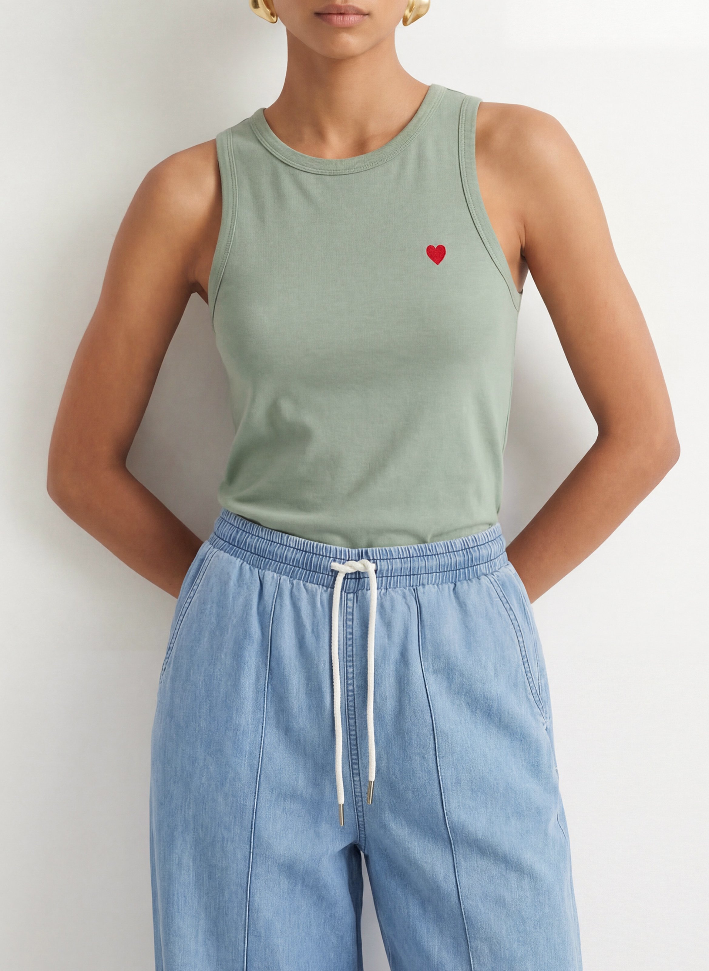 Débardeur col rond en coton KOOKAI Vert