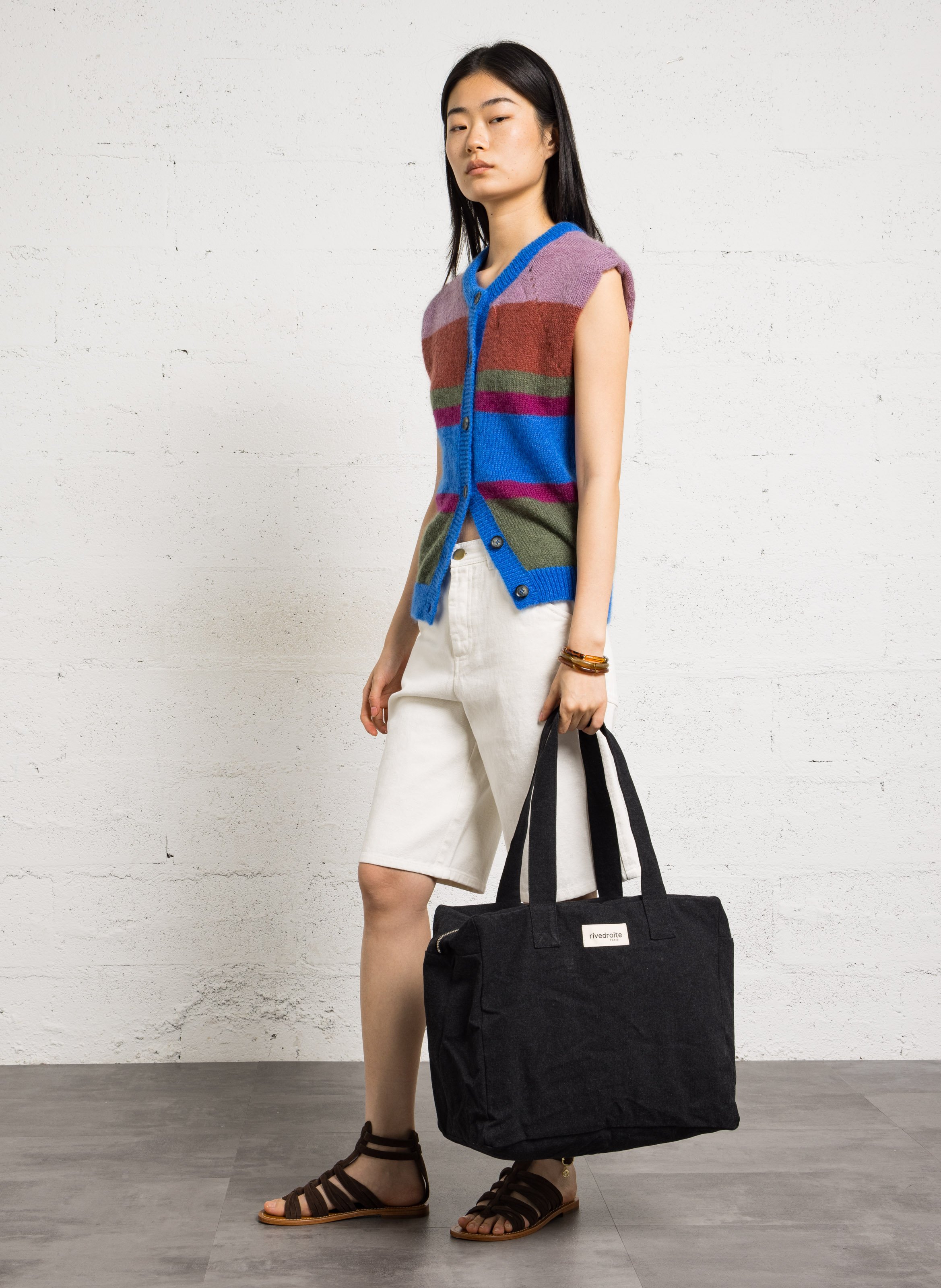 Recycled cotton weekend bag RIVEDROITE PARIS Black