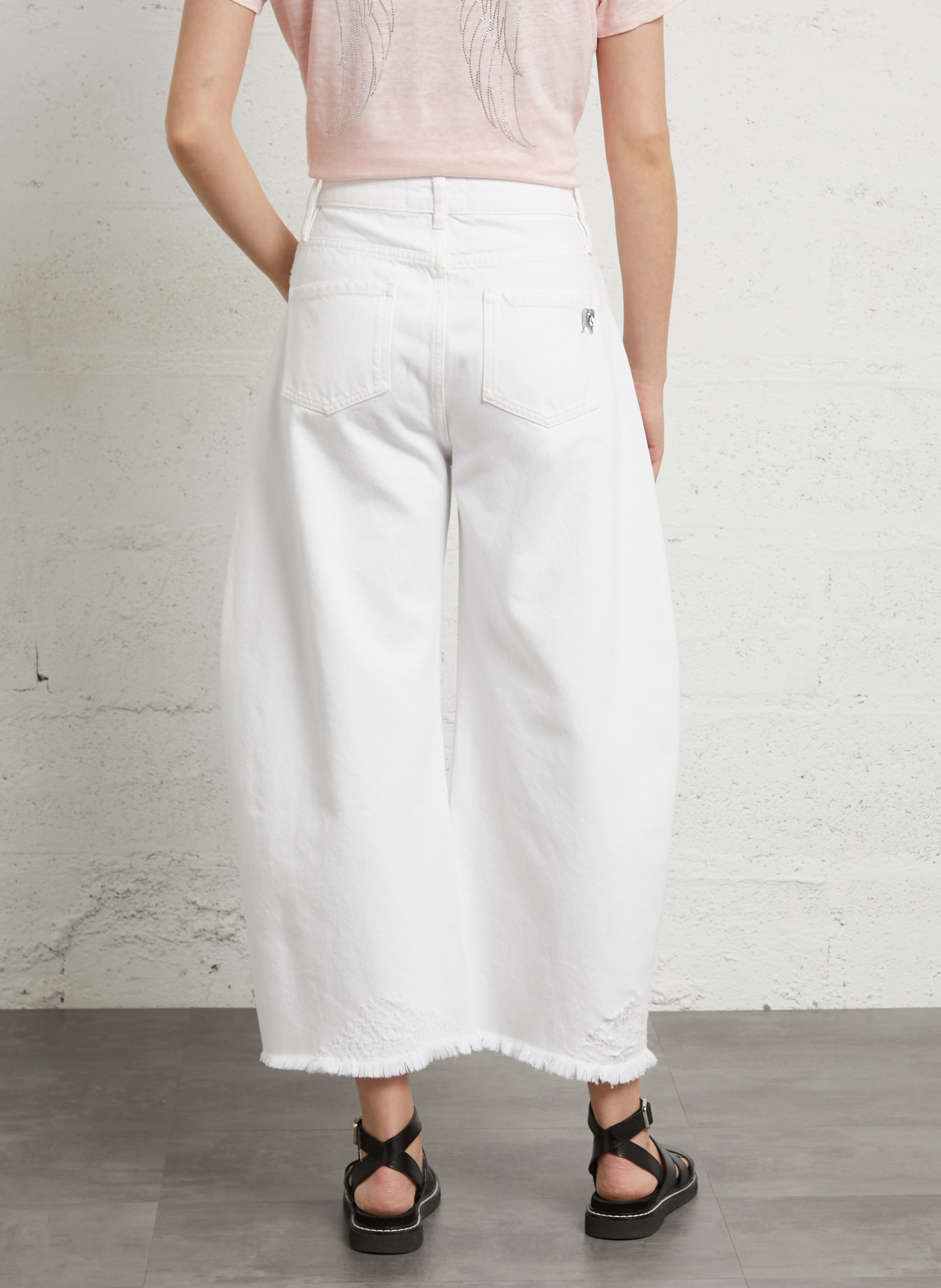 Wijde jeans met hoge taille | katoenblend BERENICE Wit