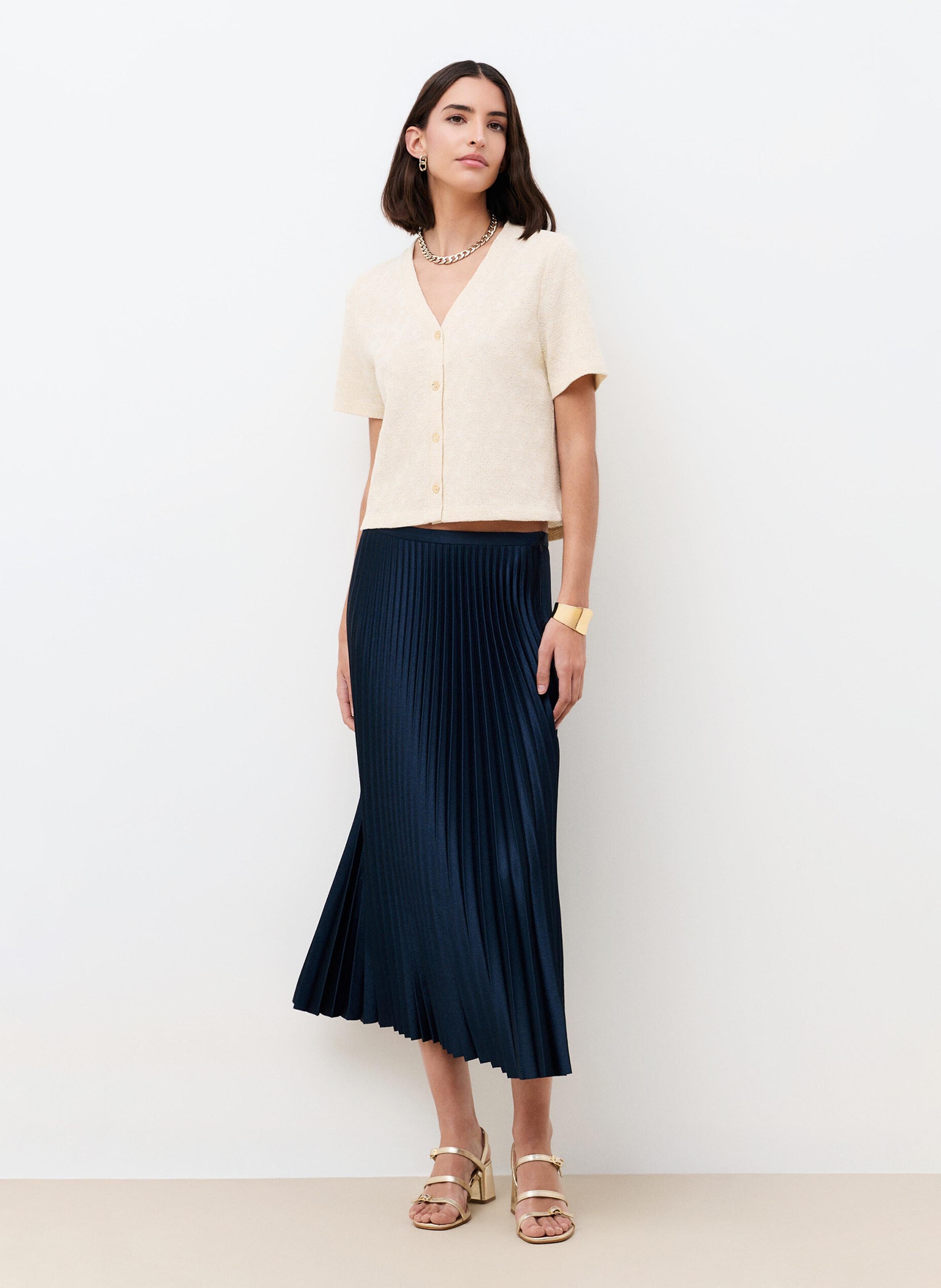 Top con cuello de pico CAROLL Beige