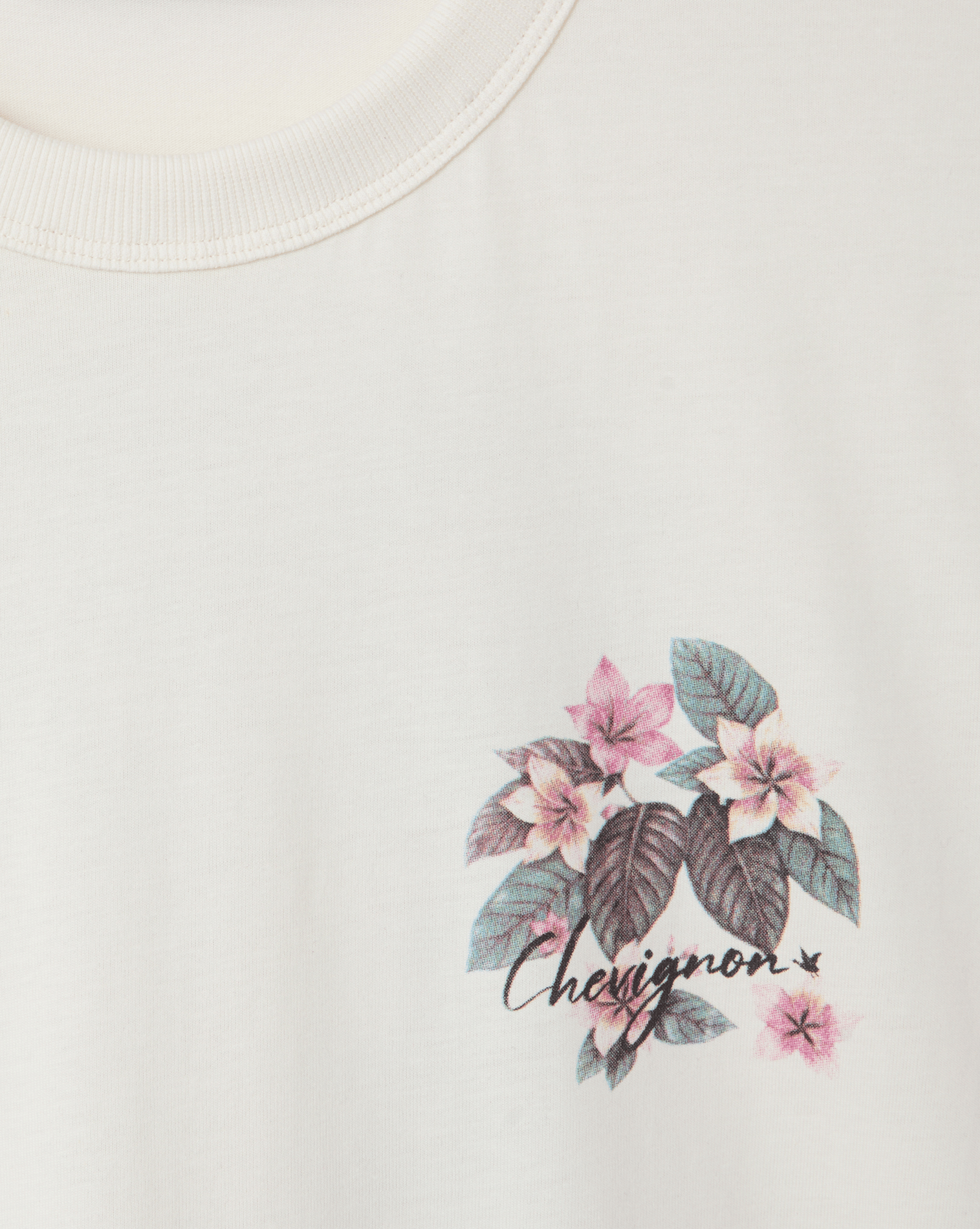 Tee-shirt droit sérigraphié en coton bio CHEVIGNON Blanc