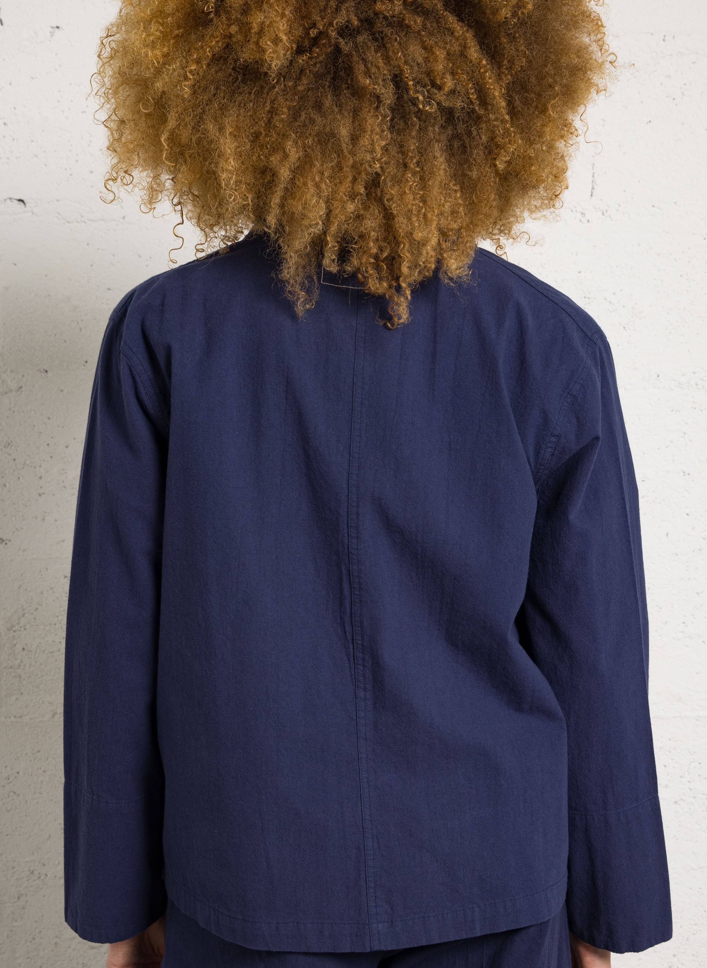 Veste droite col classique en coton bio LEON & HARPER Bleu