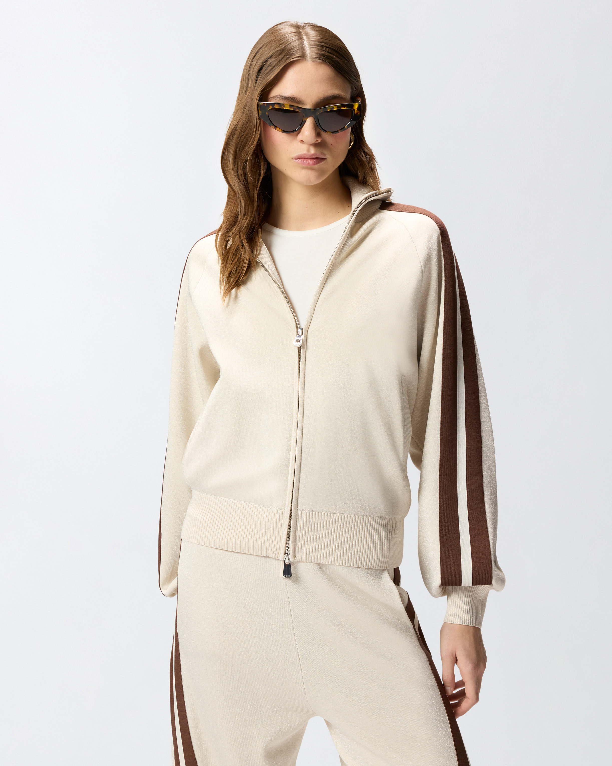 Sweat-shirt zippé avec logo love birds PINKO Gris