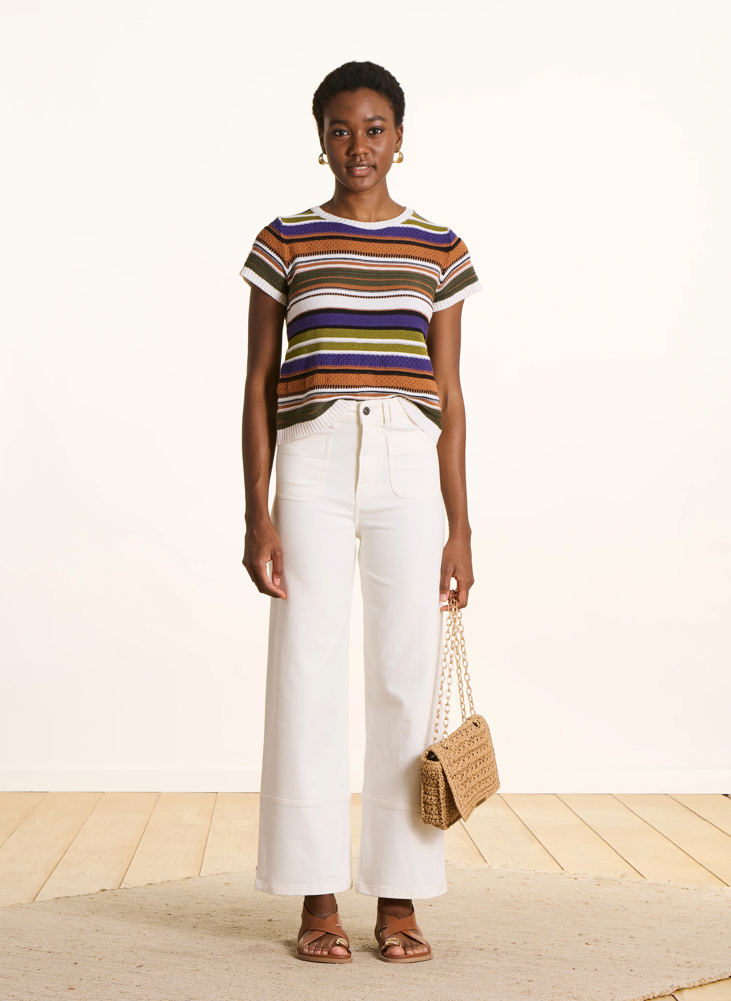 Kurzer Rundhalspullover mit Streifen LA FEE MARABOUTEE Mehrfarbig