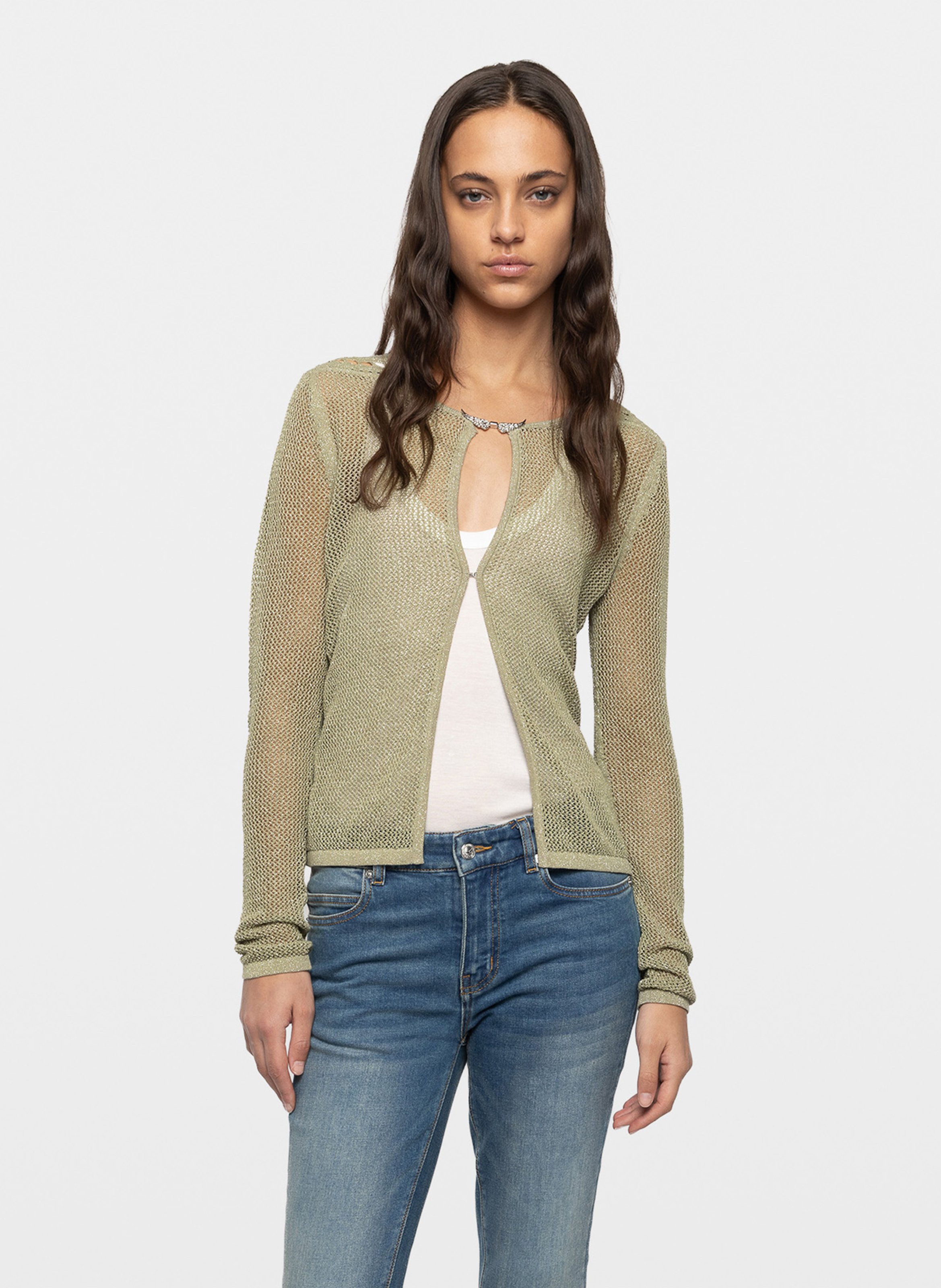 Gilet col rond en coton mélangé ZADIG&VOLTAIRE Vert