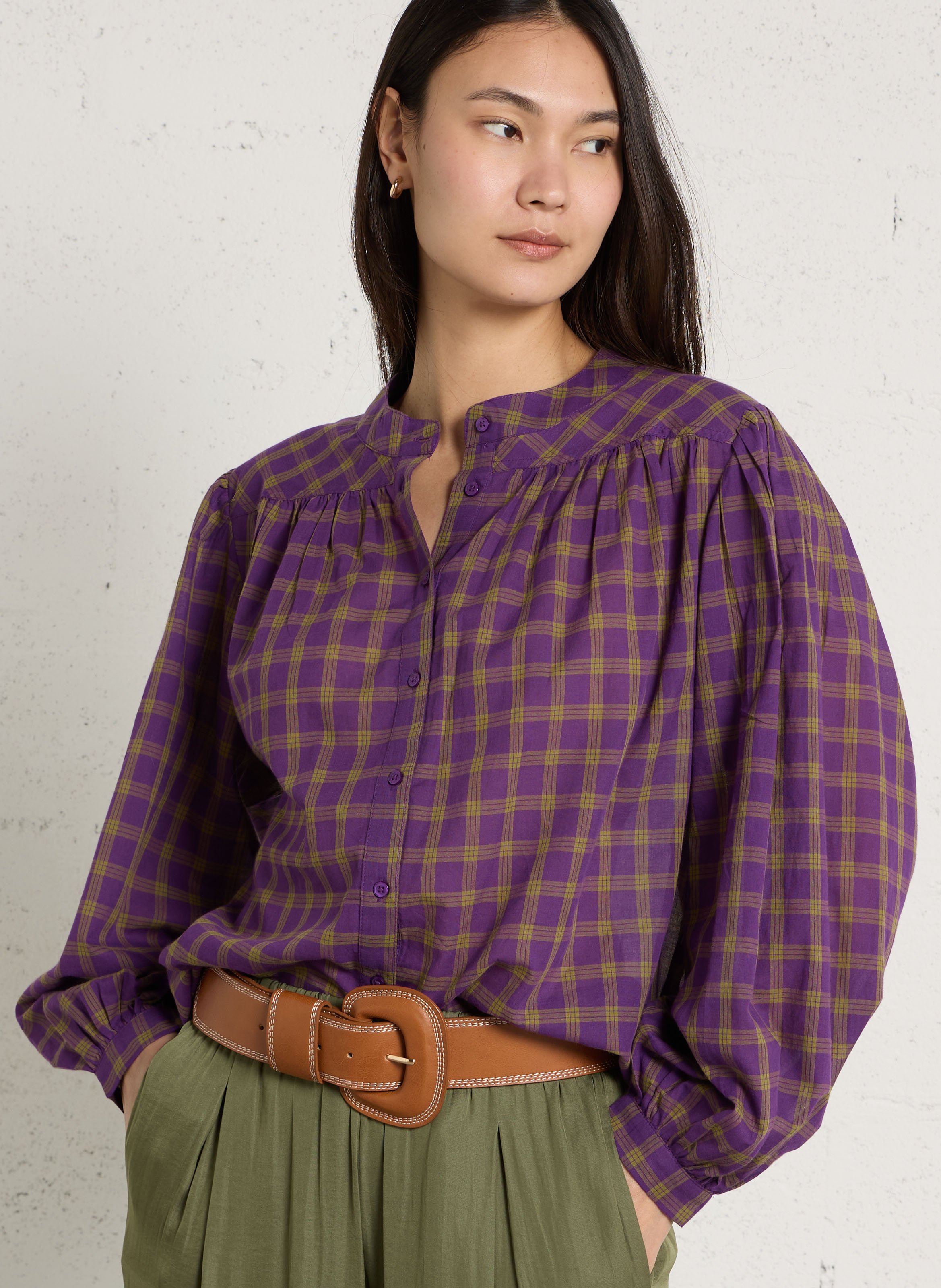 Katoenen blouse met ronde hals MAISON 123 Violet