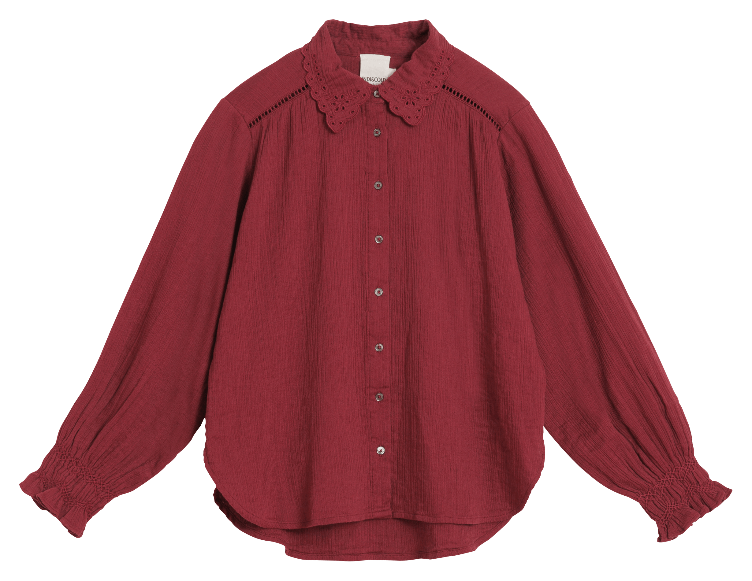 Straight-cut cotton shirt with classic collar INDI & COLD Red