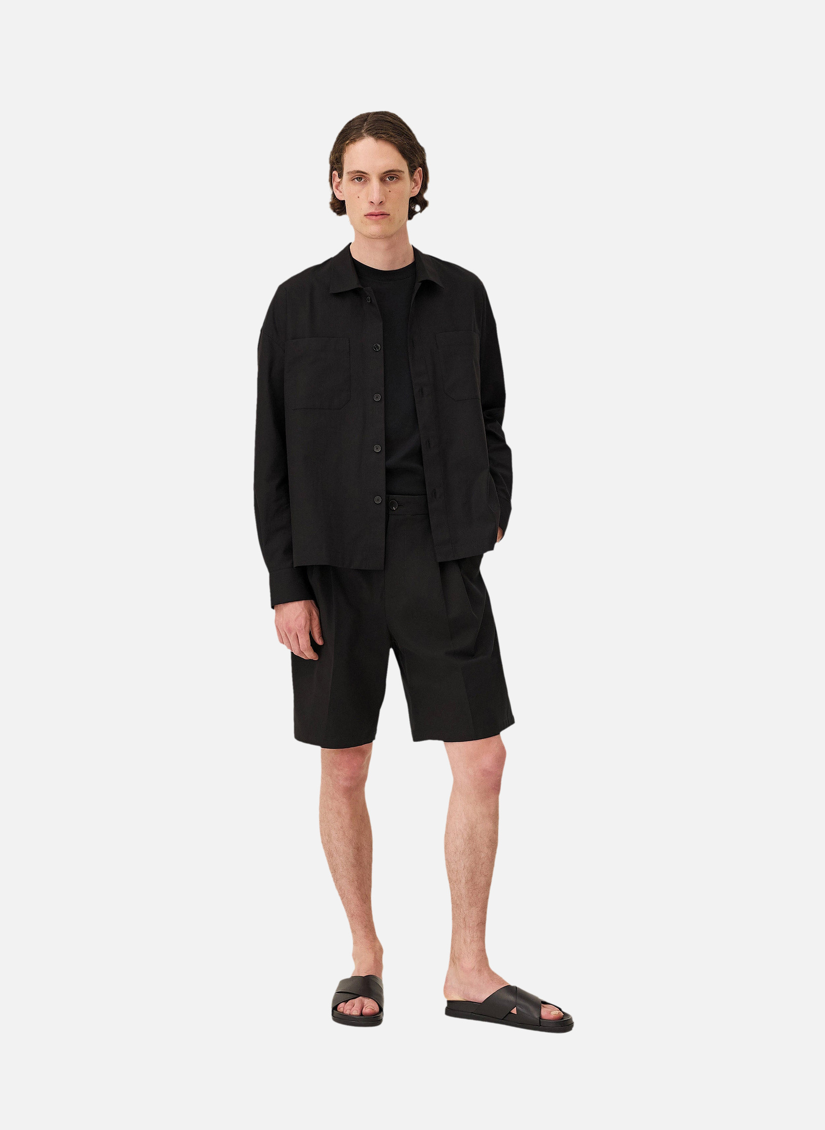 Pleated shorts COMO BLACK WOOL Noyoco Black