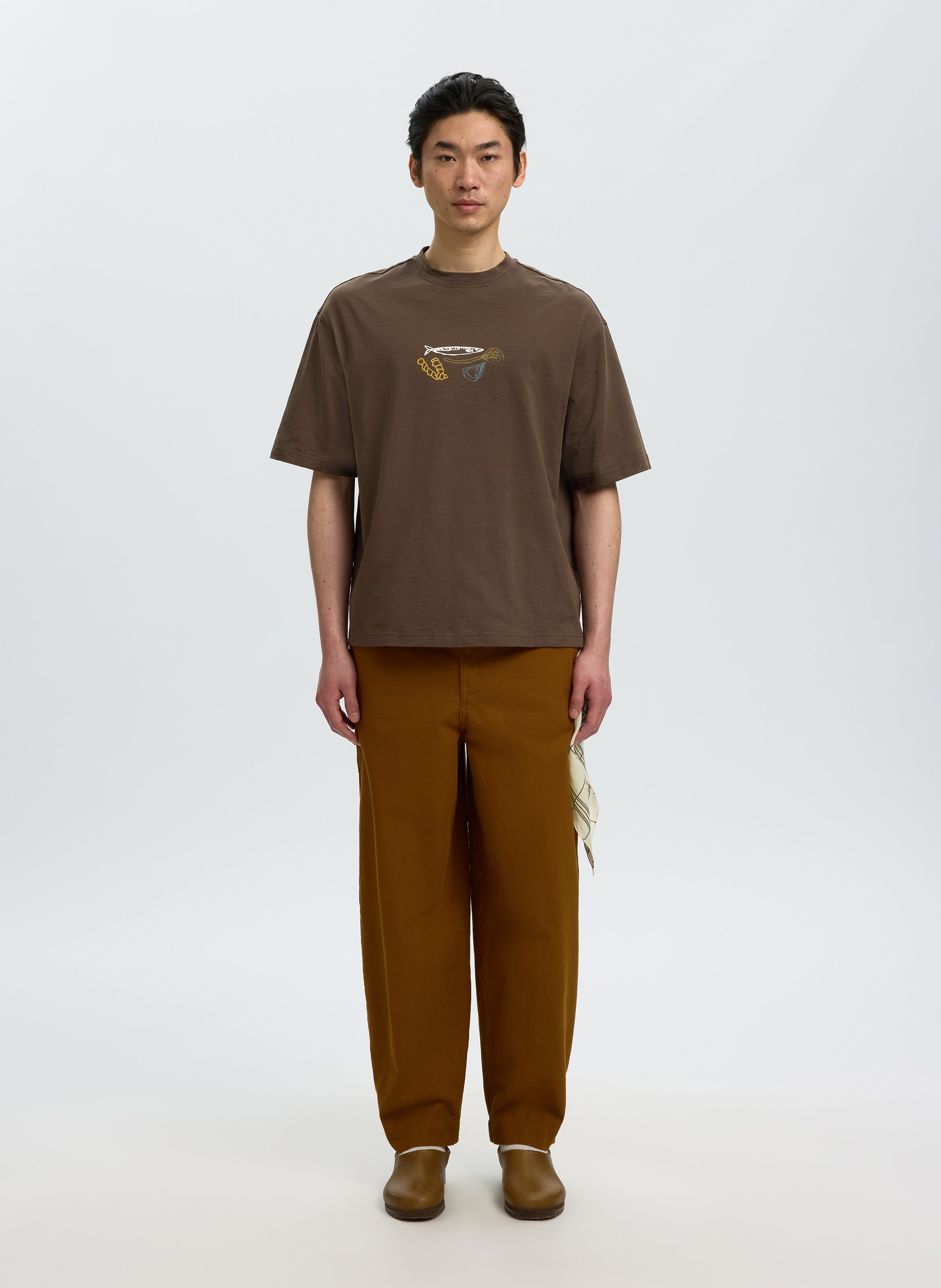 Tee-shirt col rond en coton bio SELECTED Bruin