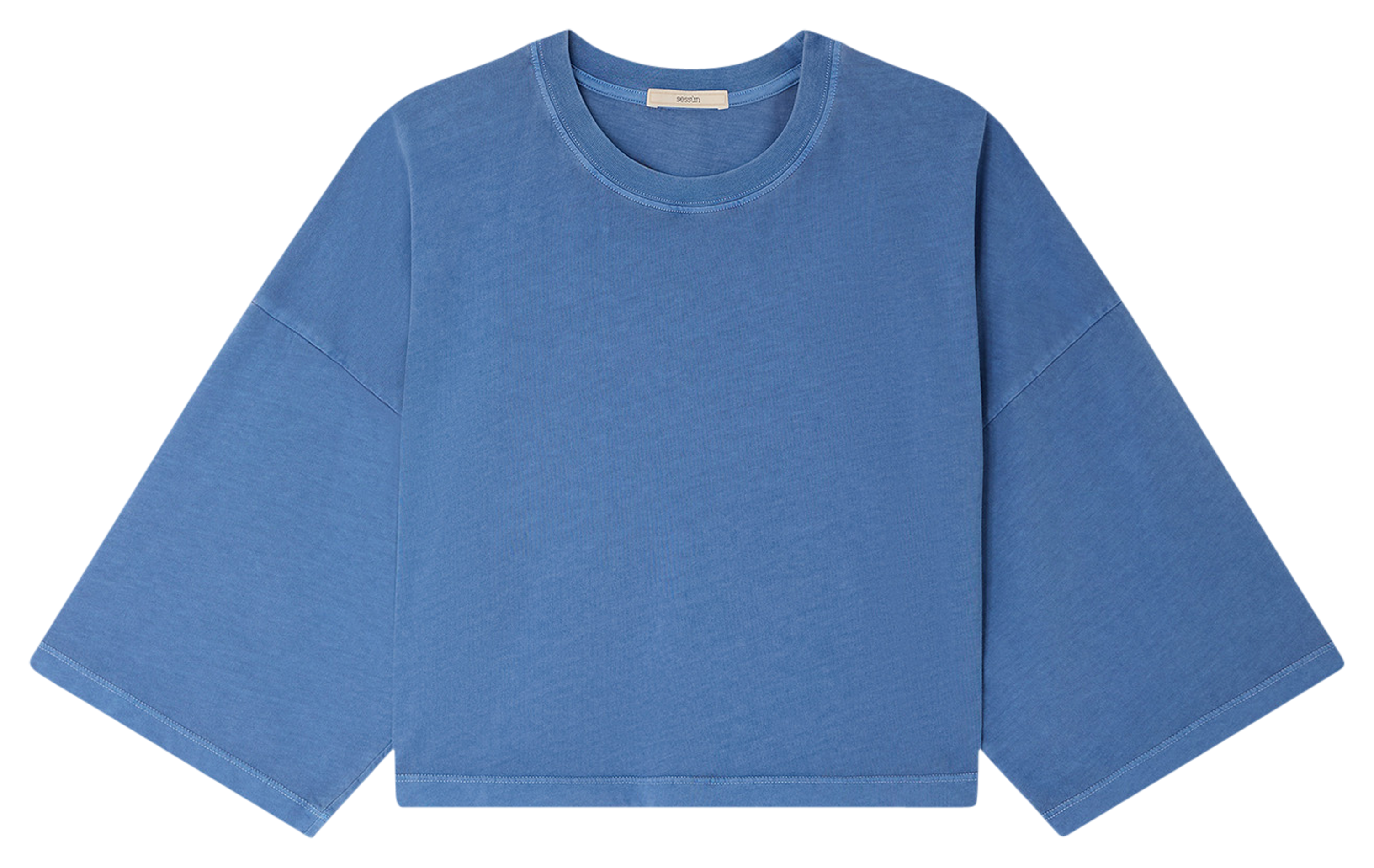 Oversize round-neck cotton T-shirt SESSUN Blue
